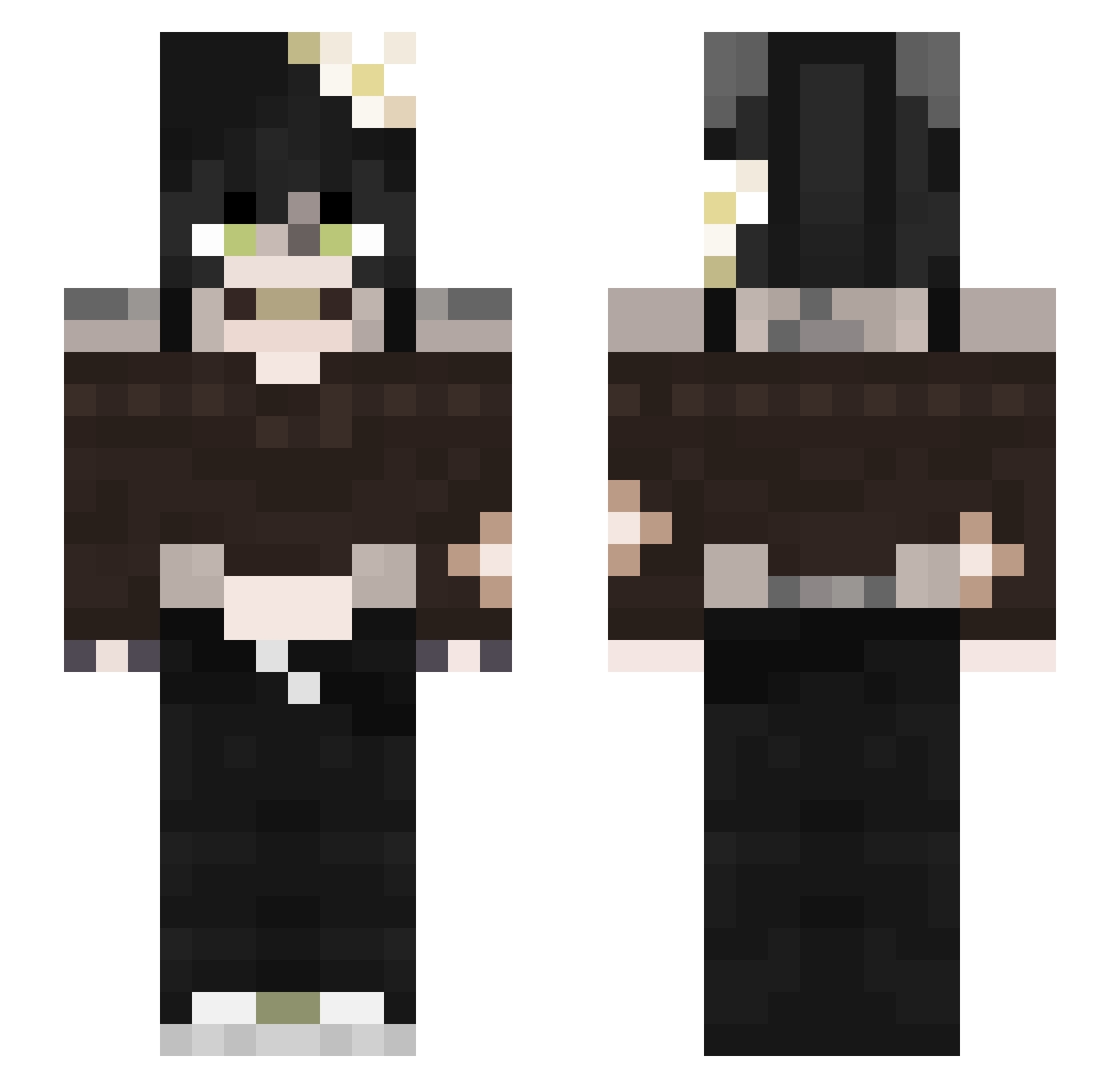 meckomau Minecraft skin, front and back view