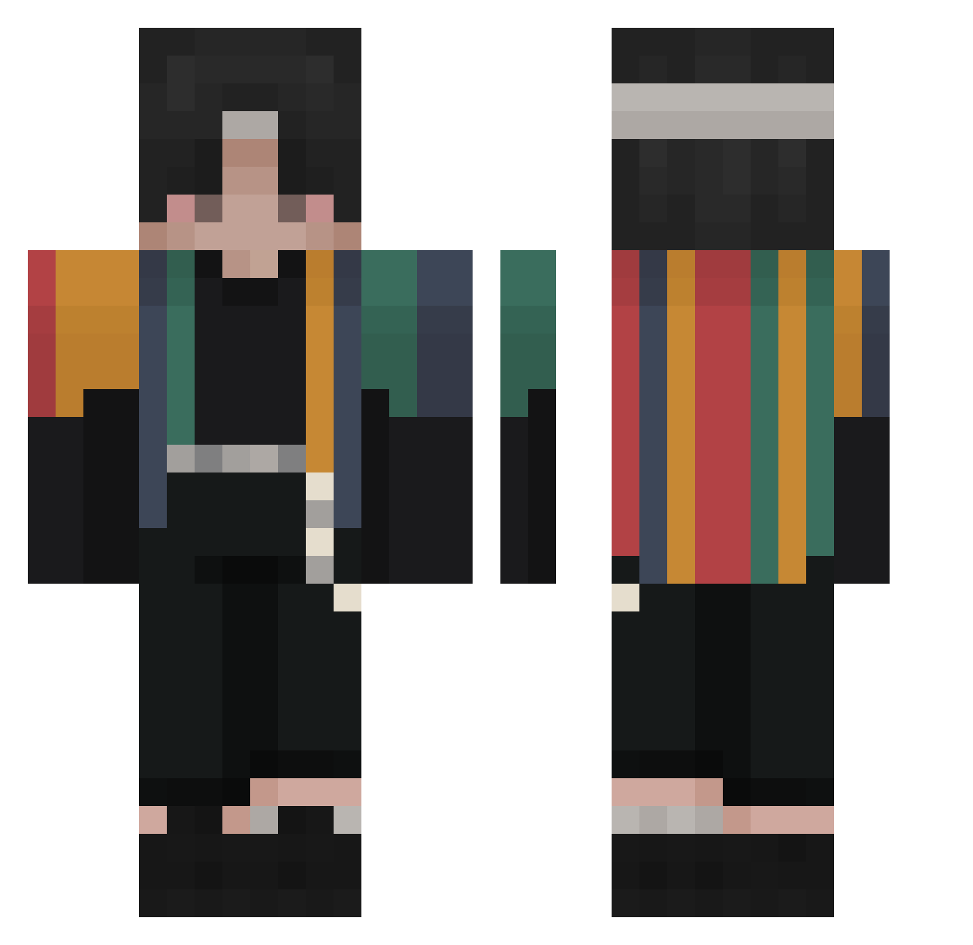 Vandroids Minecraft skin, front and back view