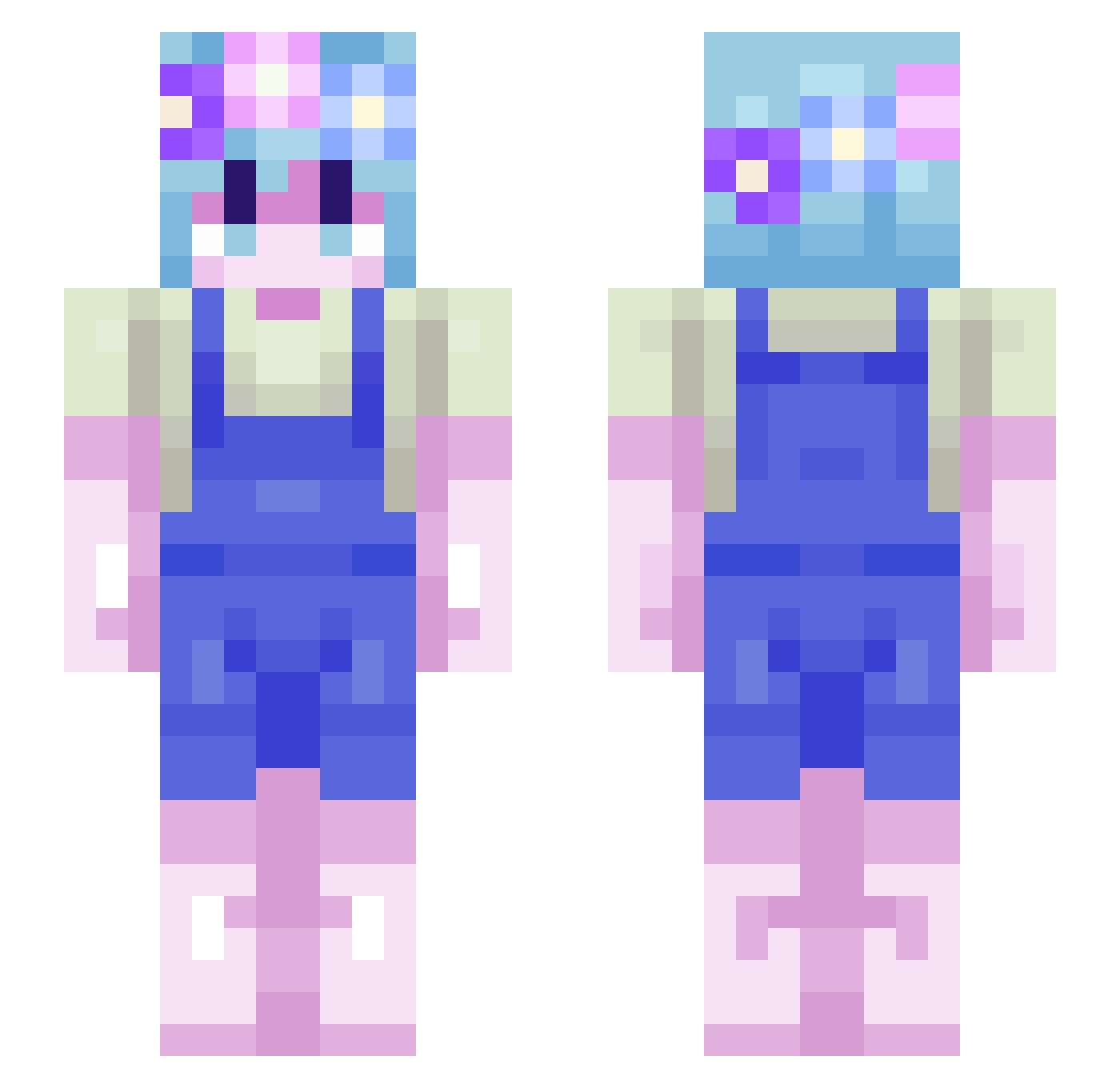 Shackly419 Minecraft skin, front and back view
