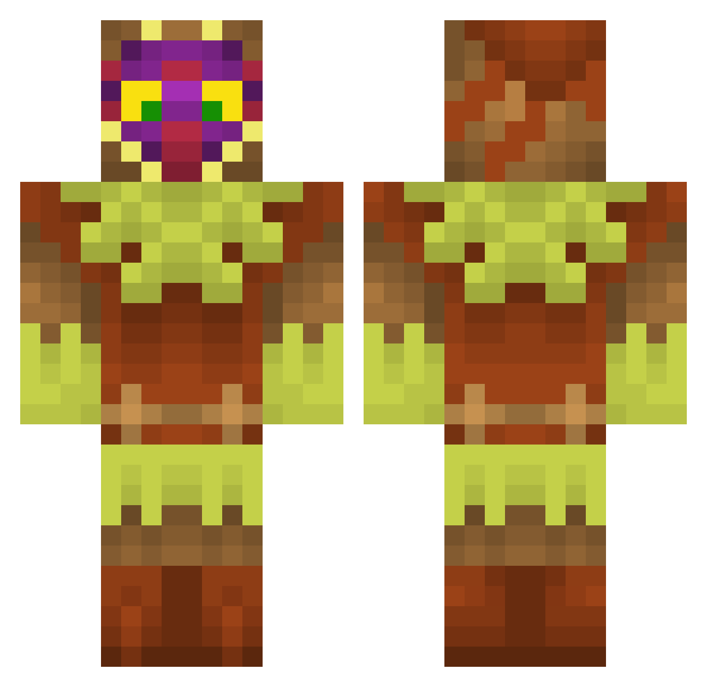 Stonewaller Minecraft skin, front and back view