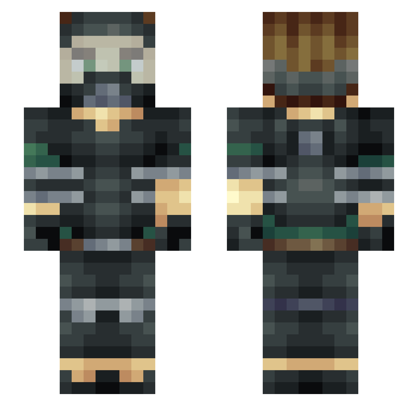 Huia Minecraft skin, front and back view