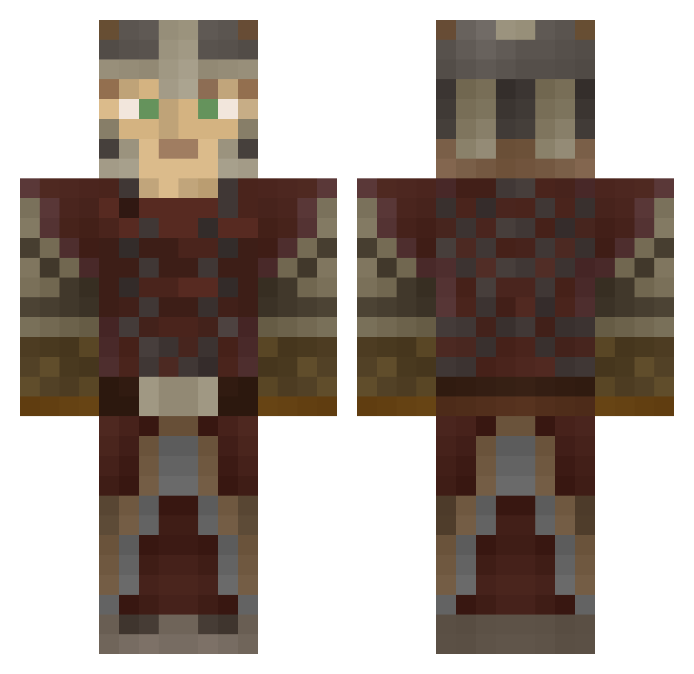 stringman Minecraft skin, front and back view