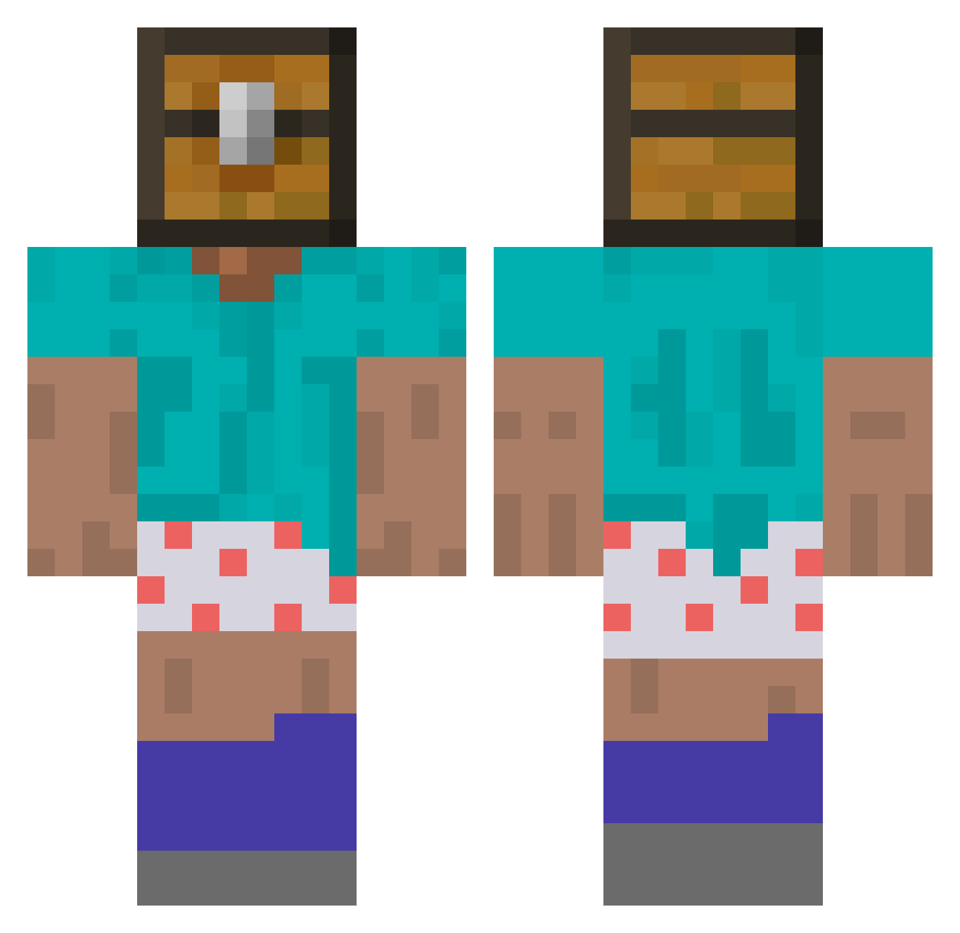 LEVET7 Minecraft skin, front and back view