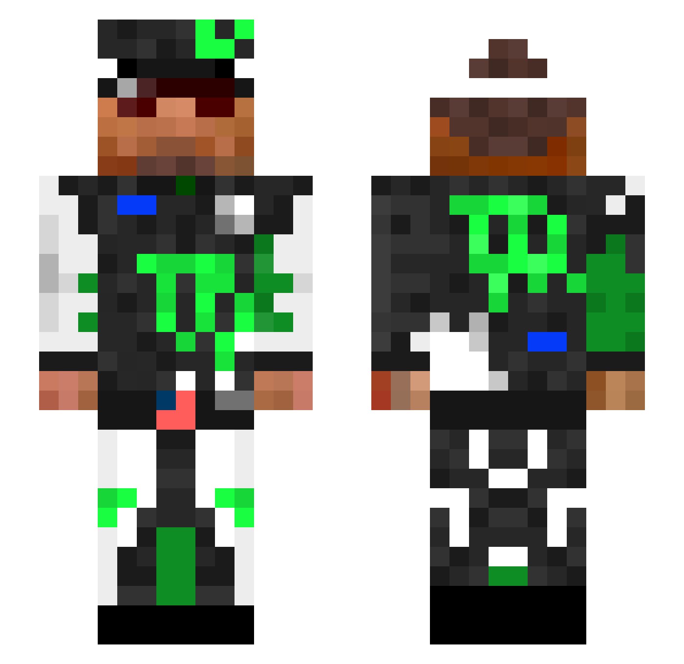 P3DR0V131R4 Minecraft skin, front and back view
