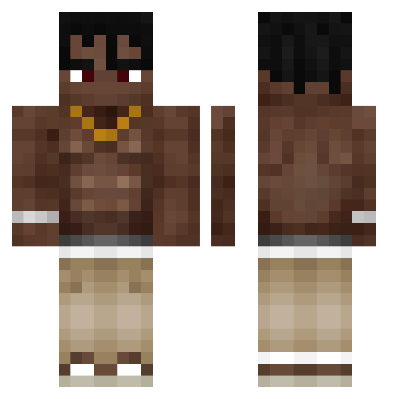 Saftione Minecraft skin, front and back view