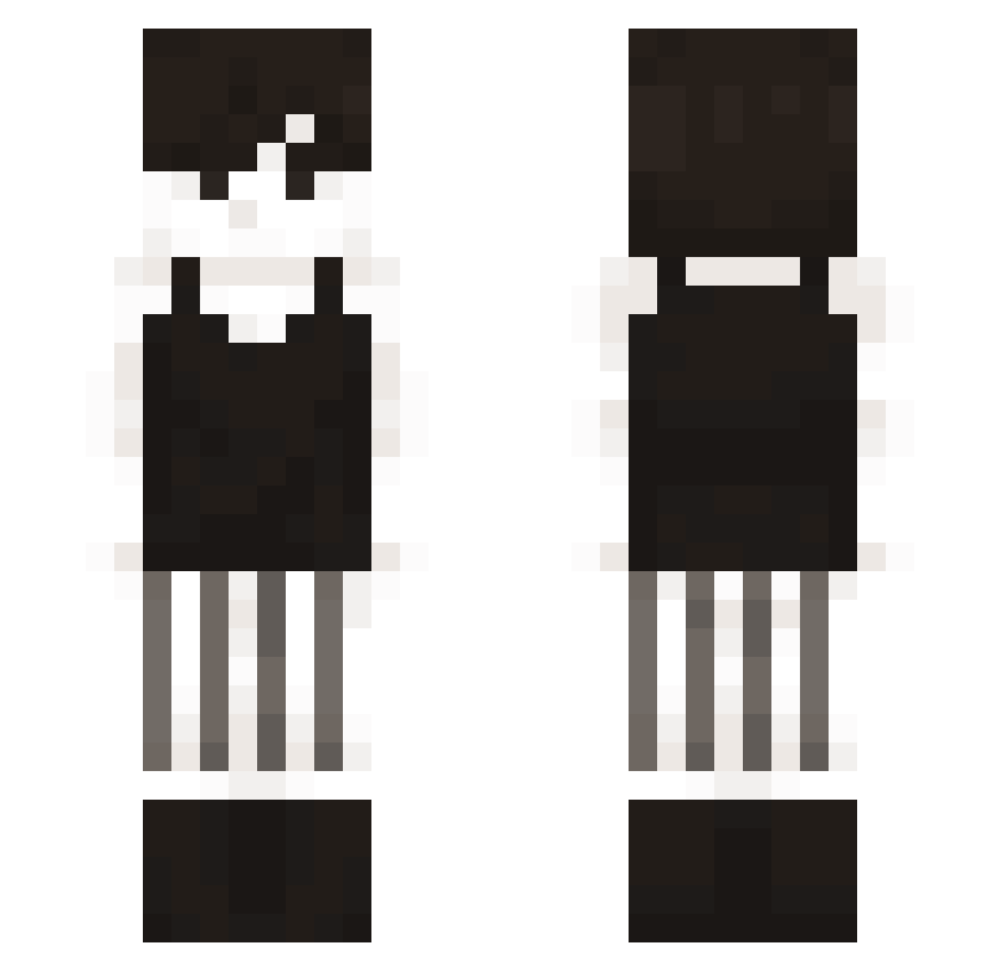zPotatoo Minecraft skin, front and back view
