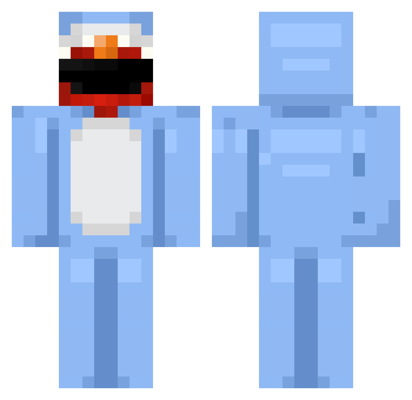 GobblyShark Minecraft skin, front and back view