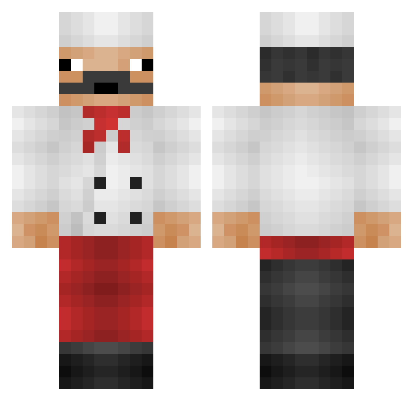 Condenses Minecraft skin, front and back view