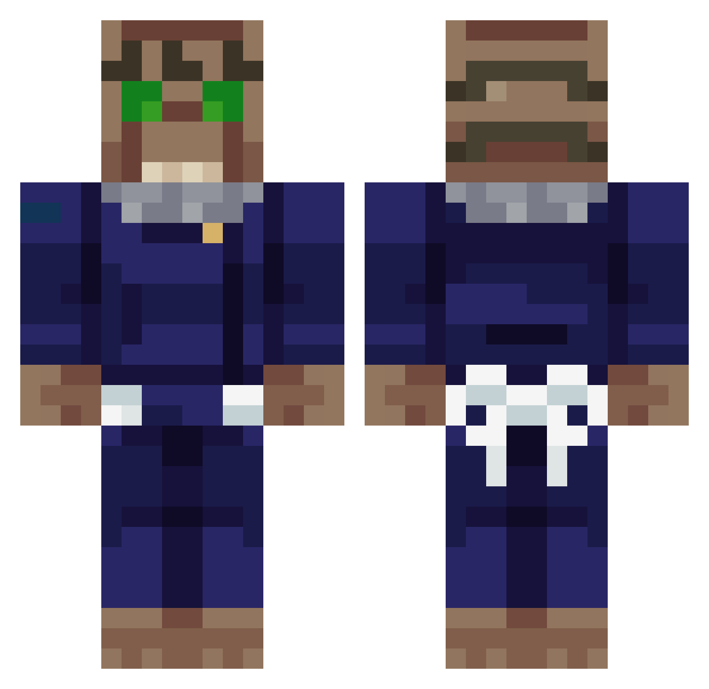 BobandGeoff Minecraft skin, front and back view