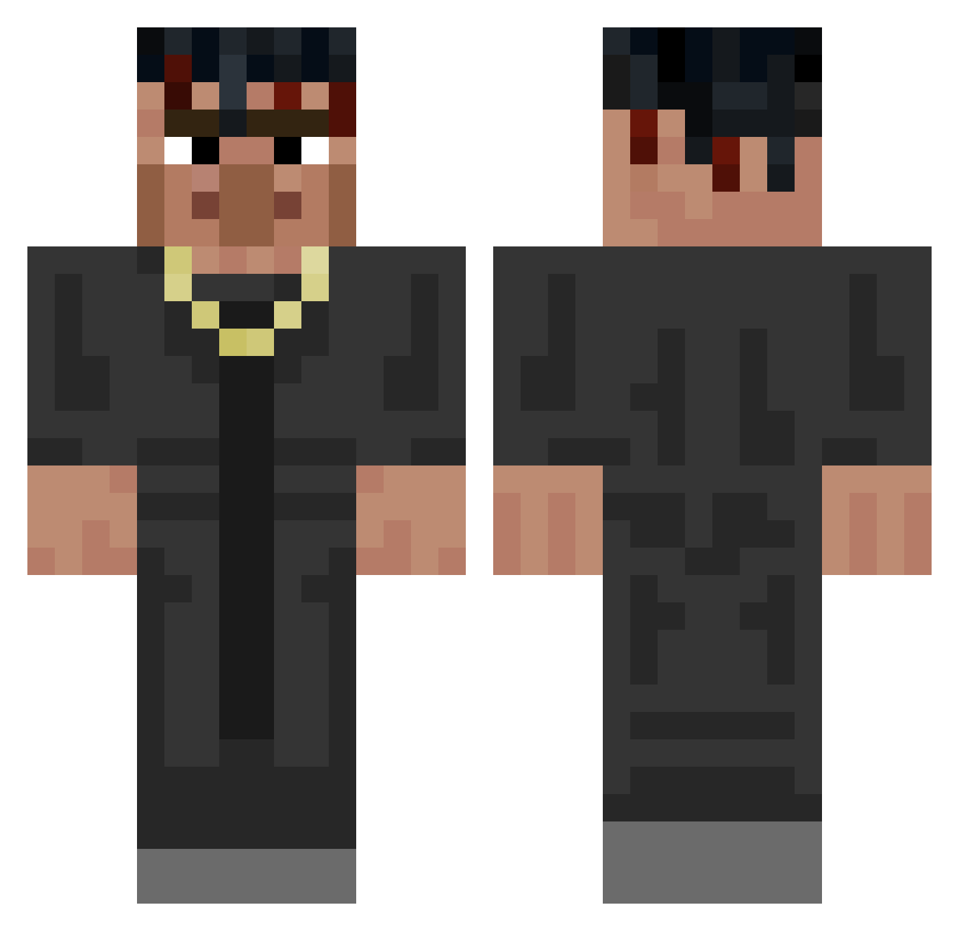 YeeshWRLD Minecraft skin, front and back view