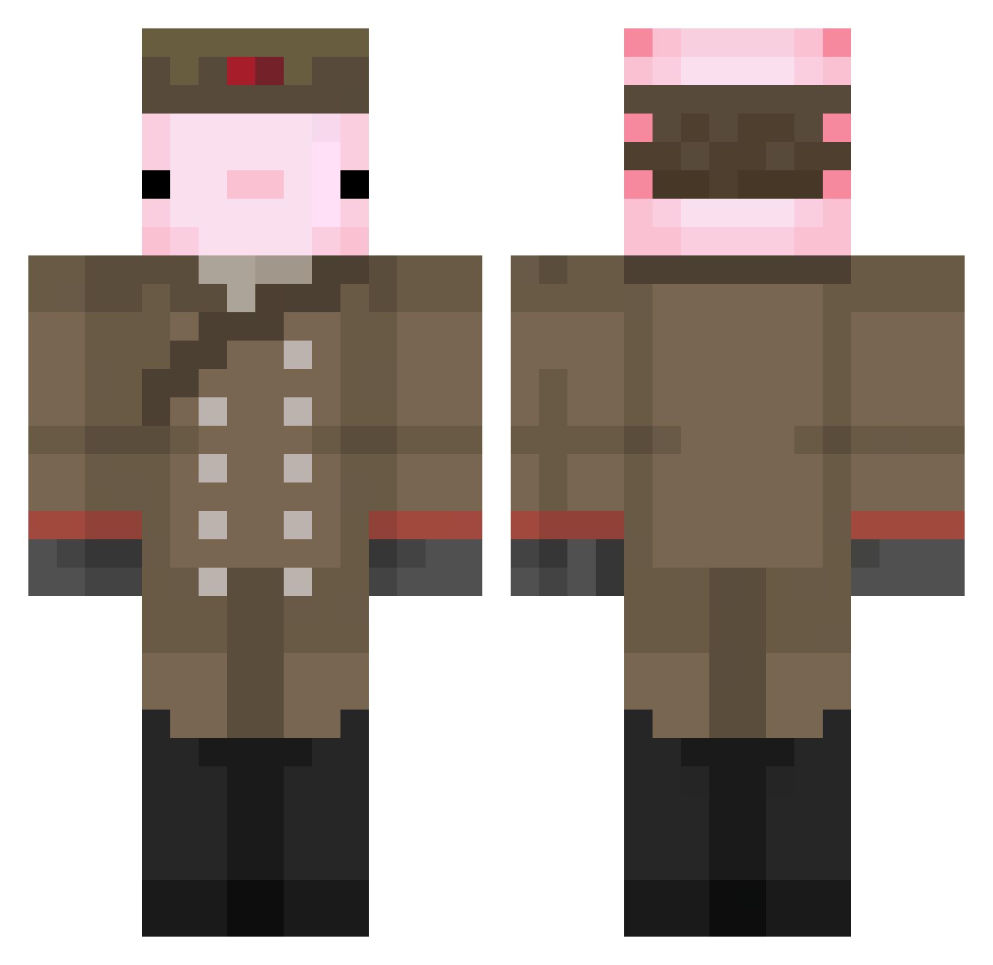 DemonicSherlock Minecraft skin, front and back view