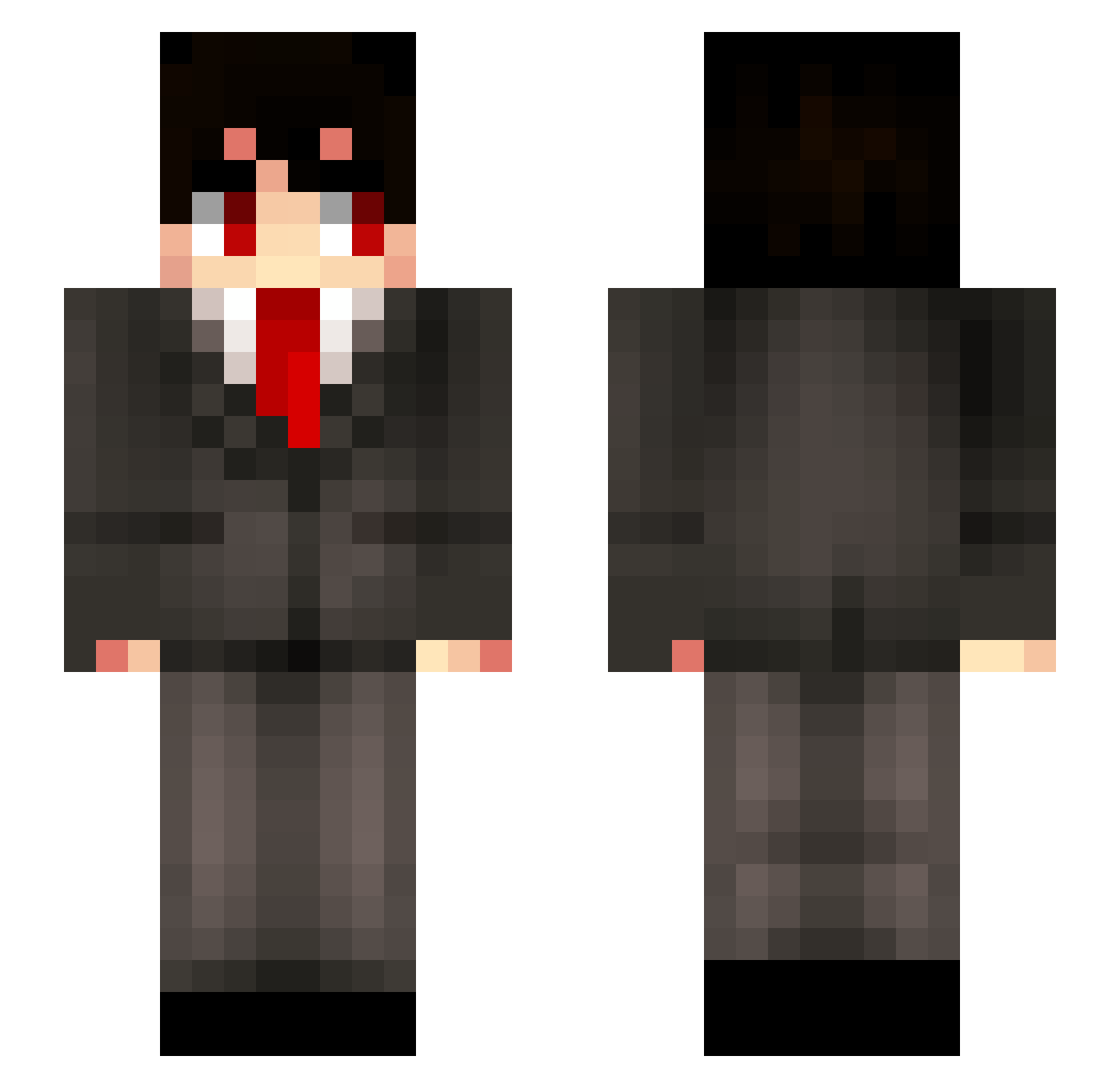 zukoinator Minecraft skin, front and back view