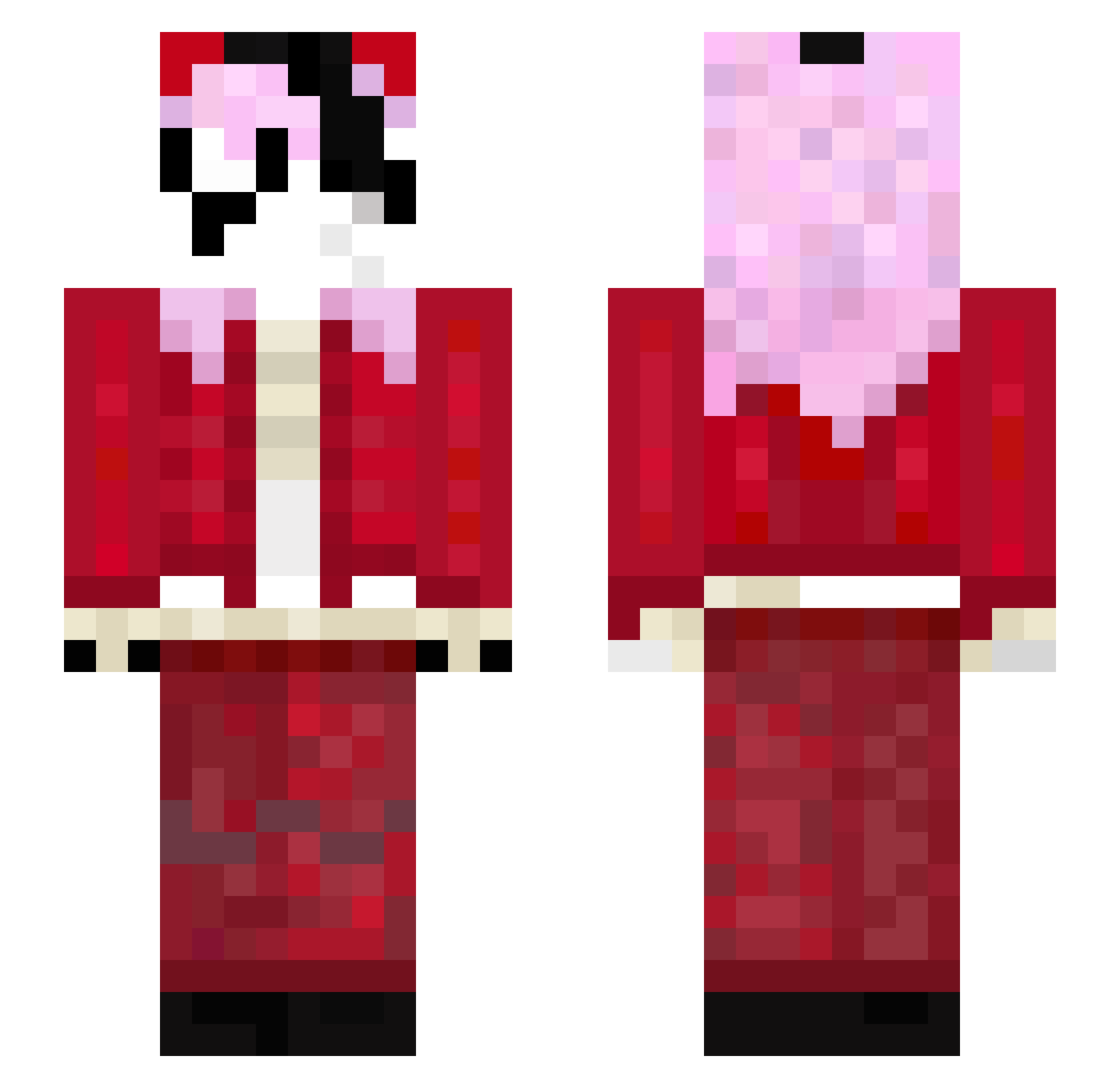 RubberJob Minecraft skin, front and back view