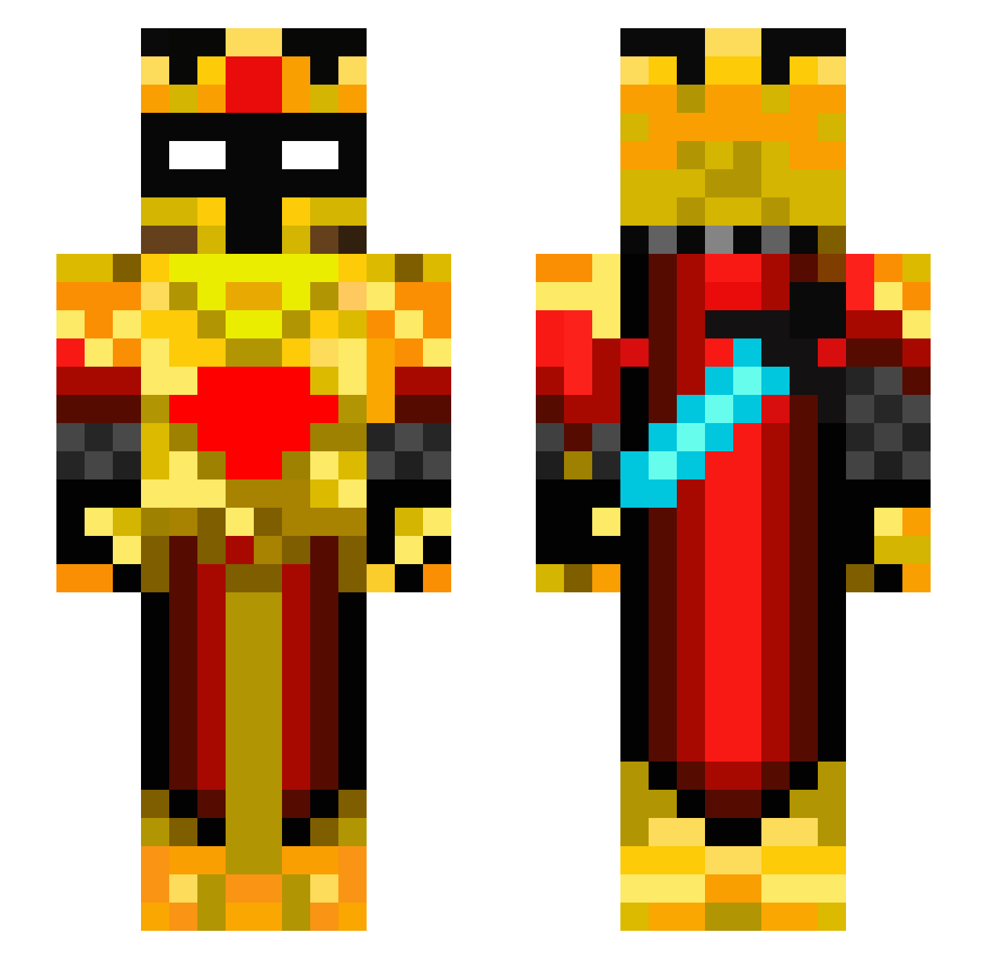 DRAGTRAX Minecraft skin, front and back view