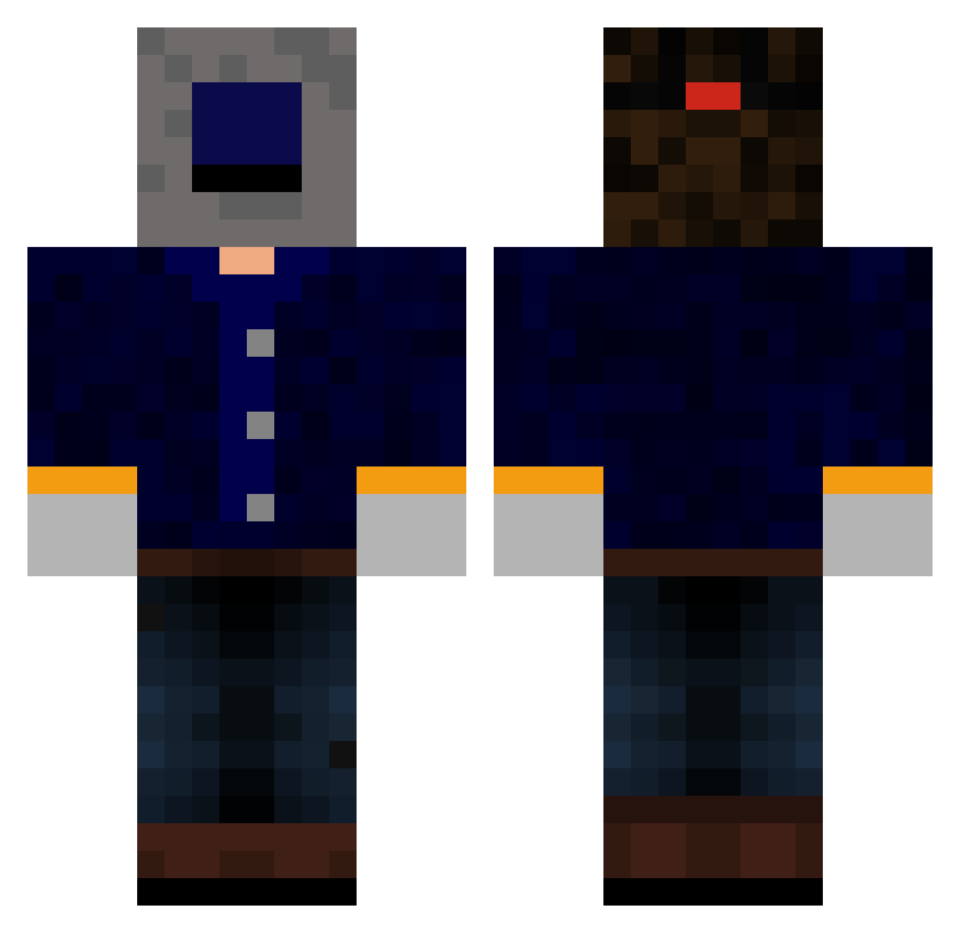 GoldenPigg2 Minecraft skin, front and back view