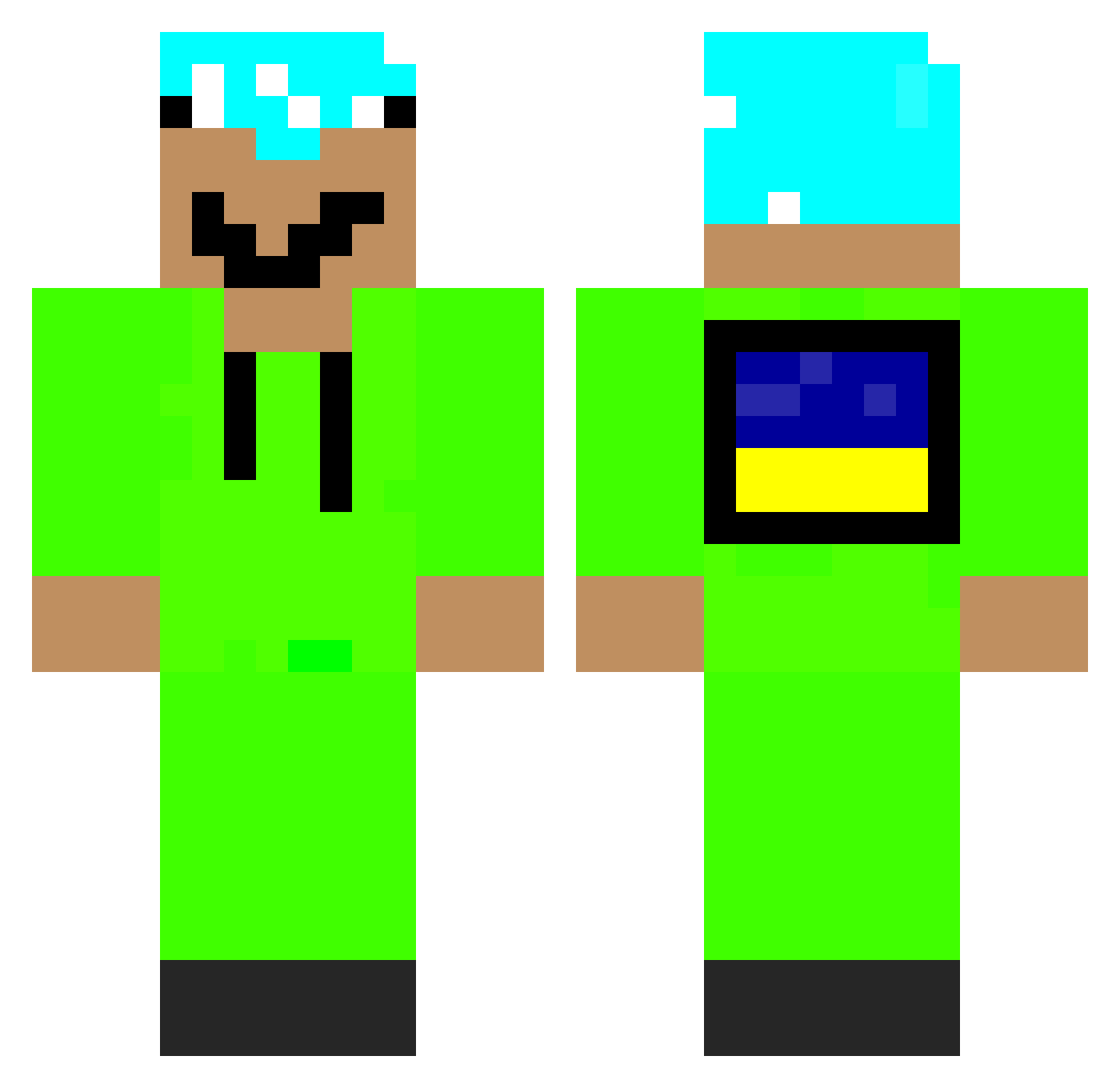 tomekbanana Minecraft skin, front and back view