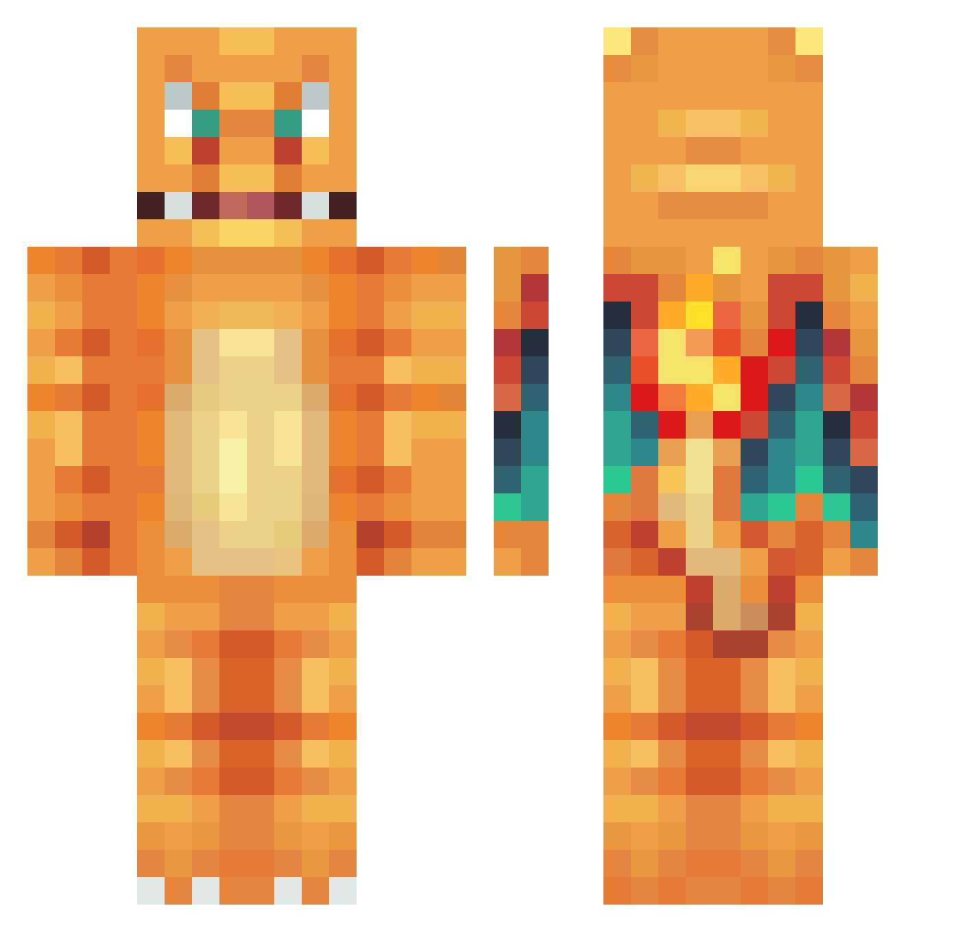 RoastedHams Minecraft skin, front and back view