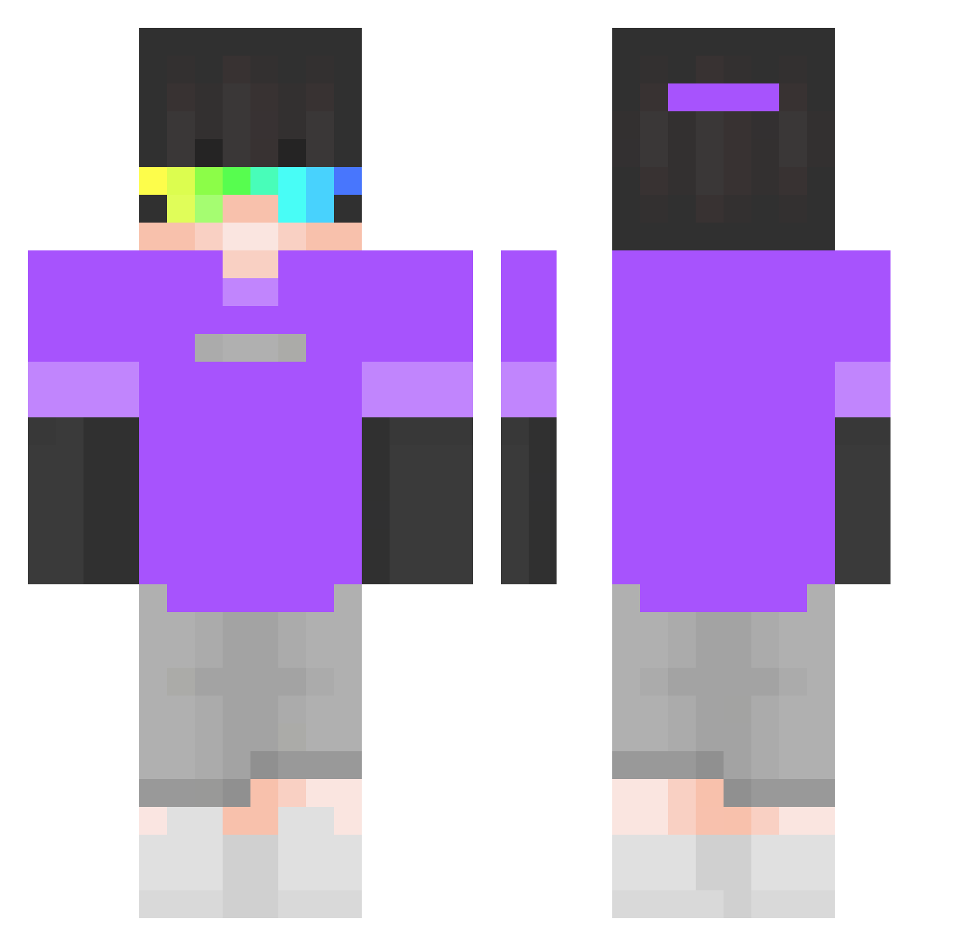HunterFenix Minecraft skin, front and back view