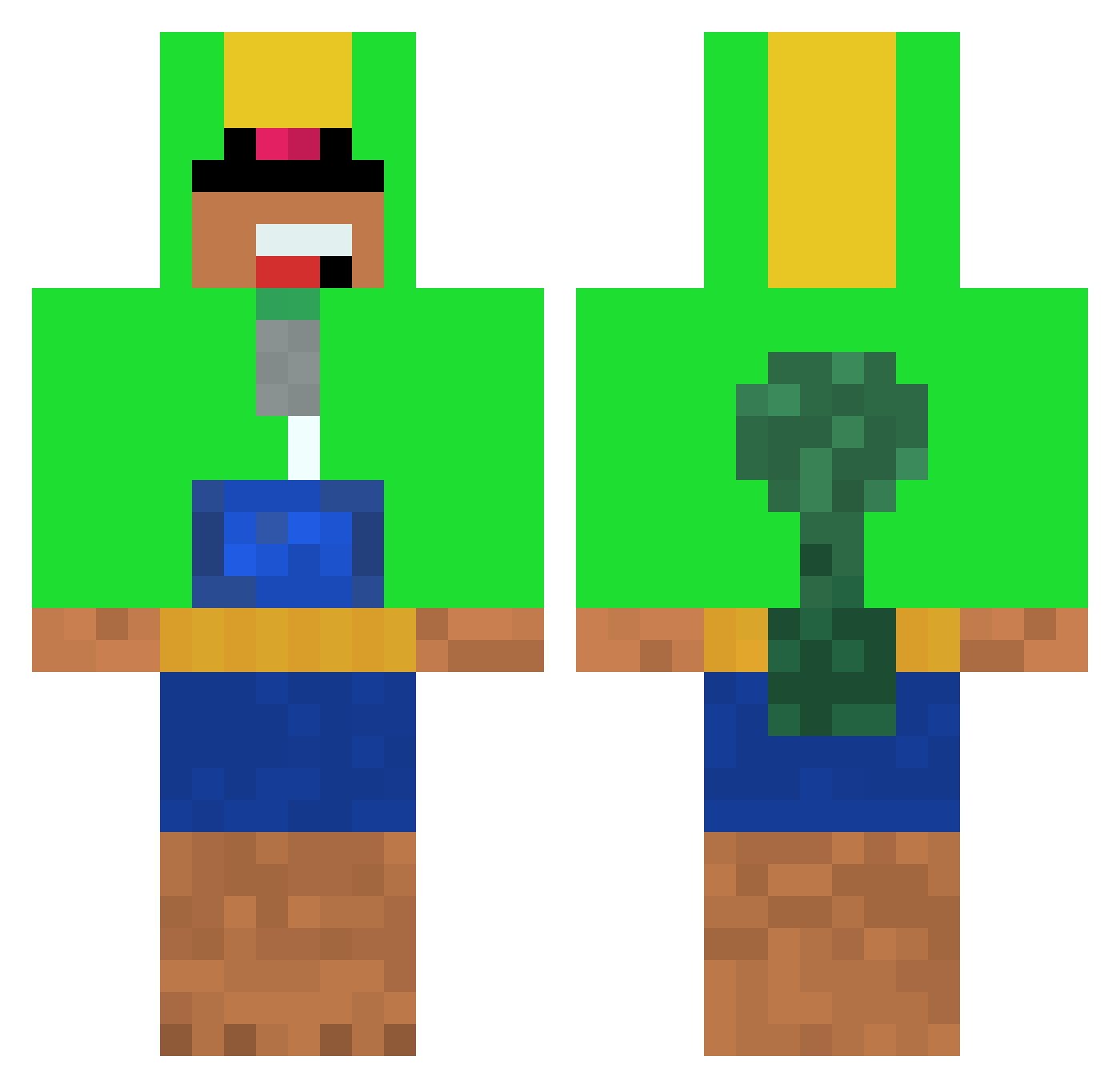 Jamjestkybaj Minecraft skin, front and back view