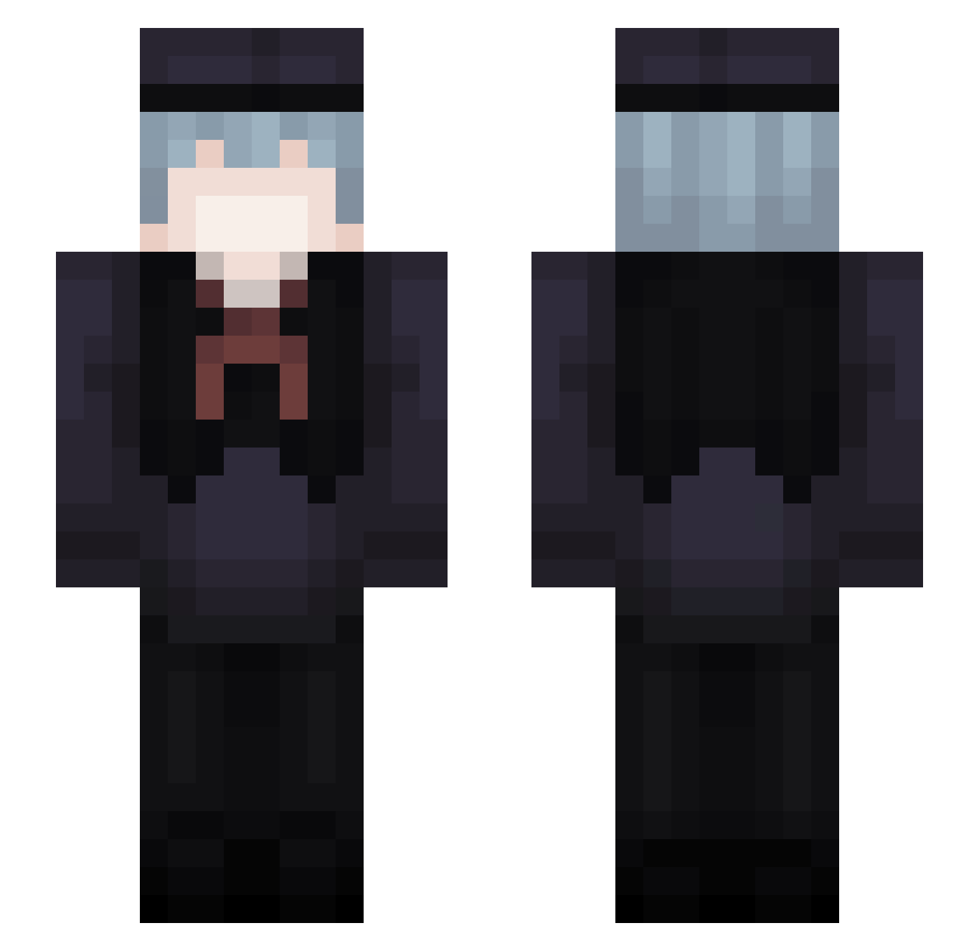 Takqto Minecraft skin, front and back view