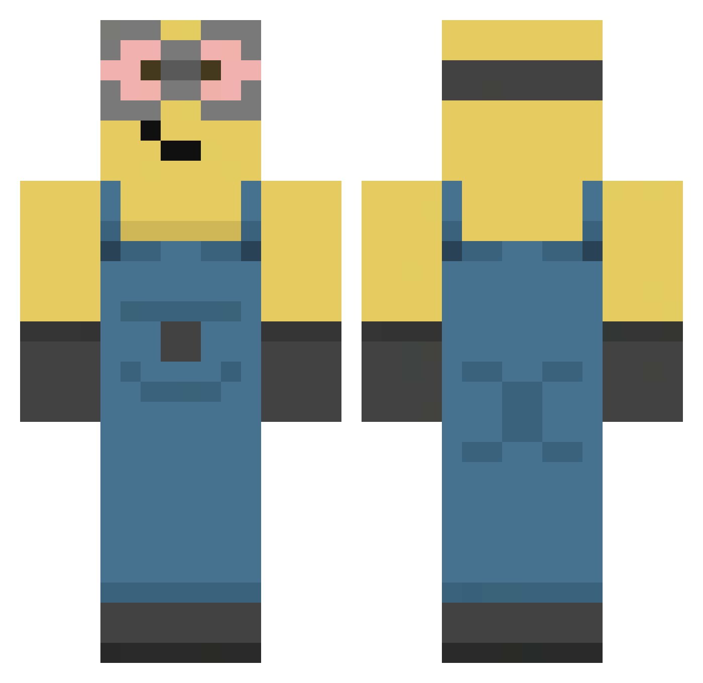 Lqwnmower Minecraft skin, front and back view