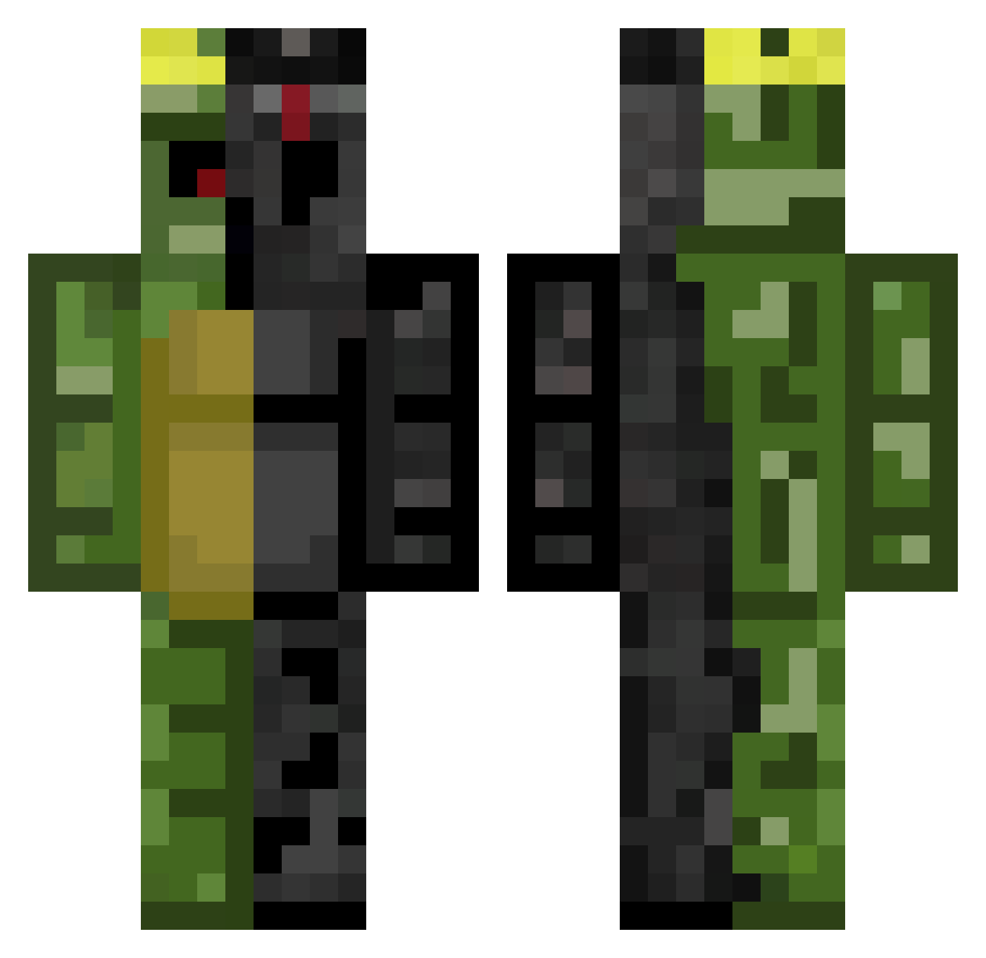 tutlus Minecraft skin, front and back view