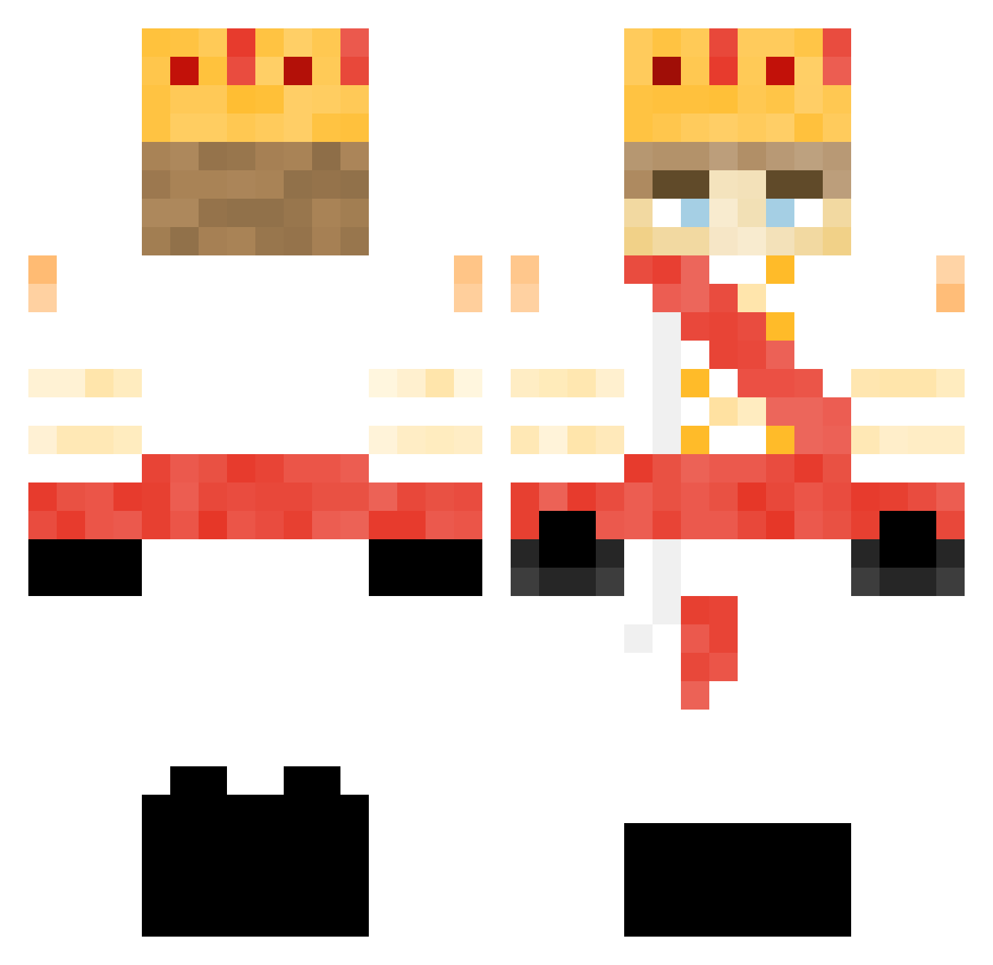 BeanX2 Minecraft skin, front and back view