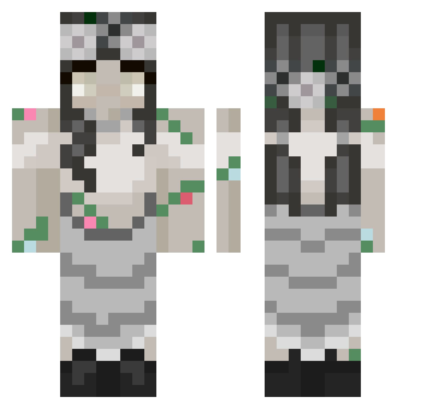 HaloDenied Minecraft skin, front and back view
