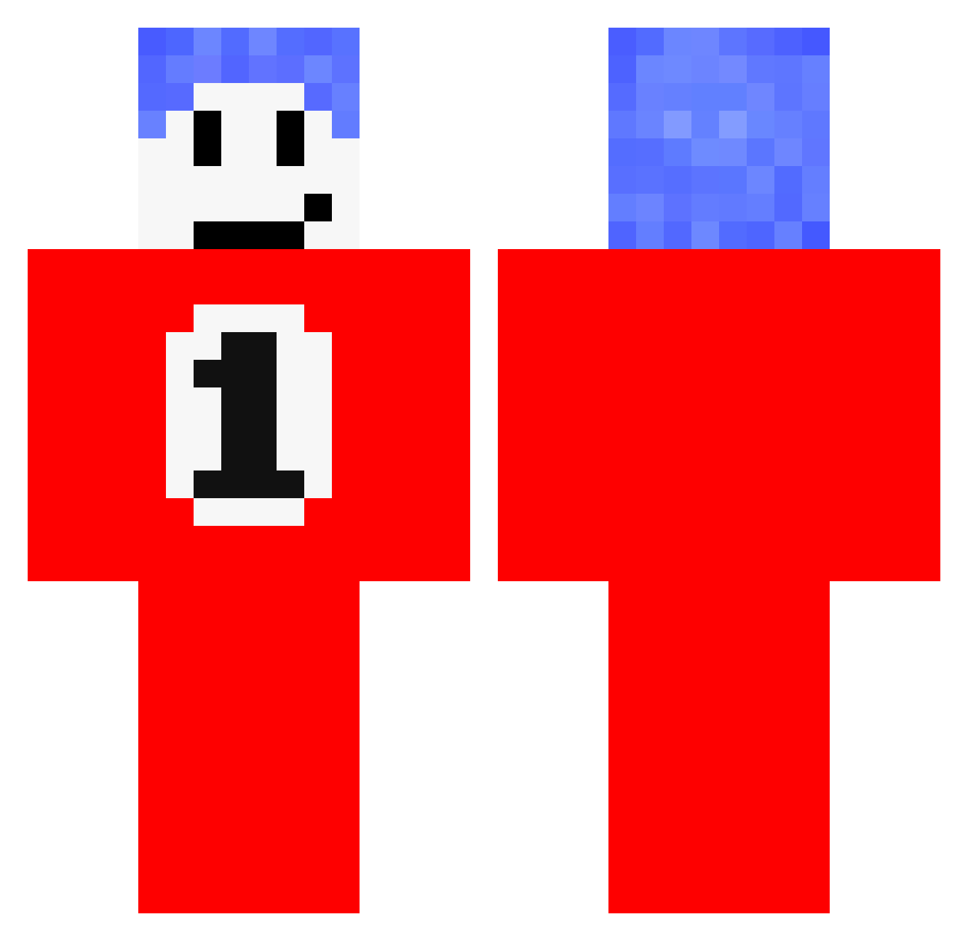 Bent Minecraft skin, front and back view