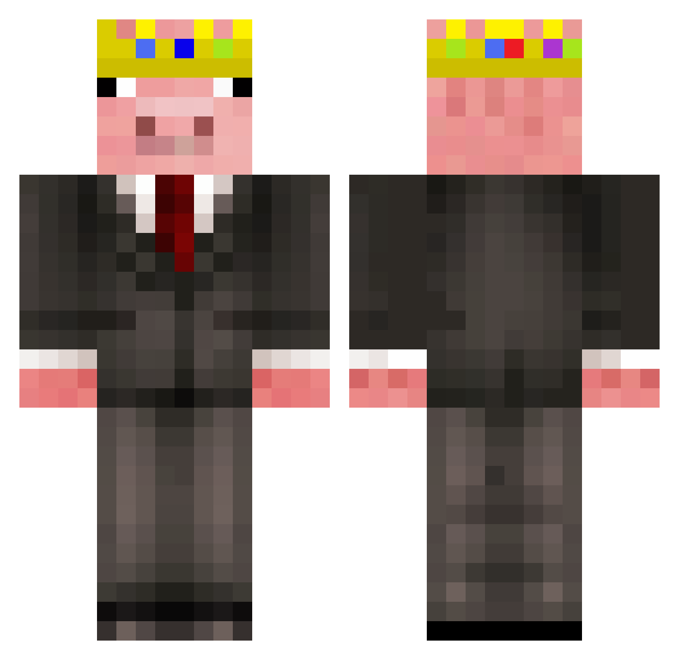 xman416 Minecraft skin, front and back view