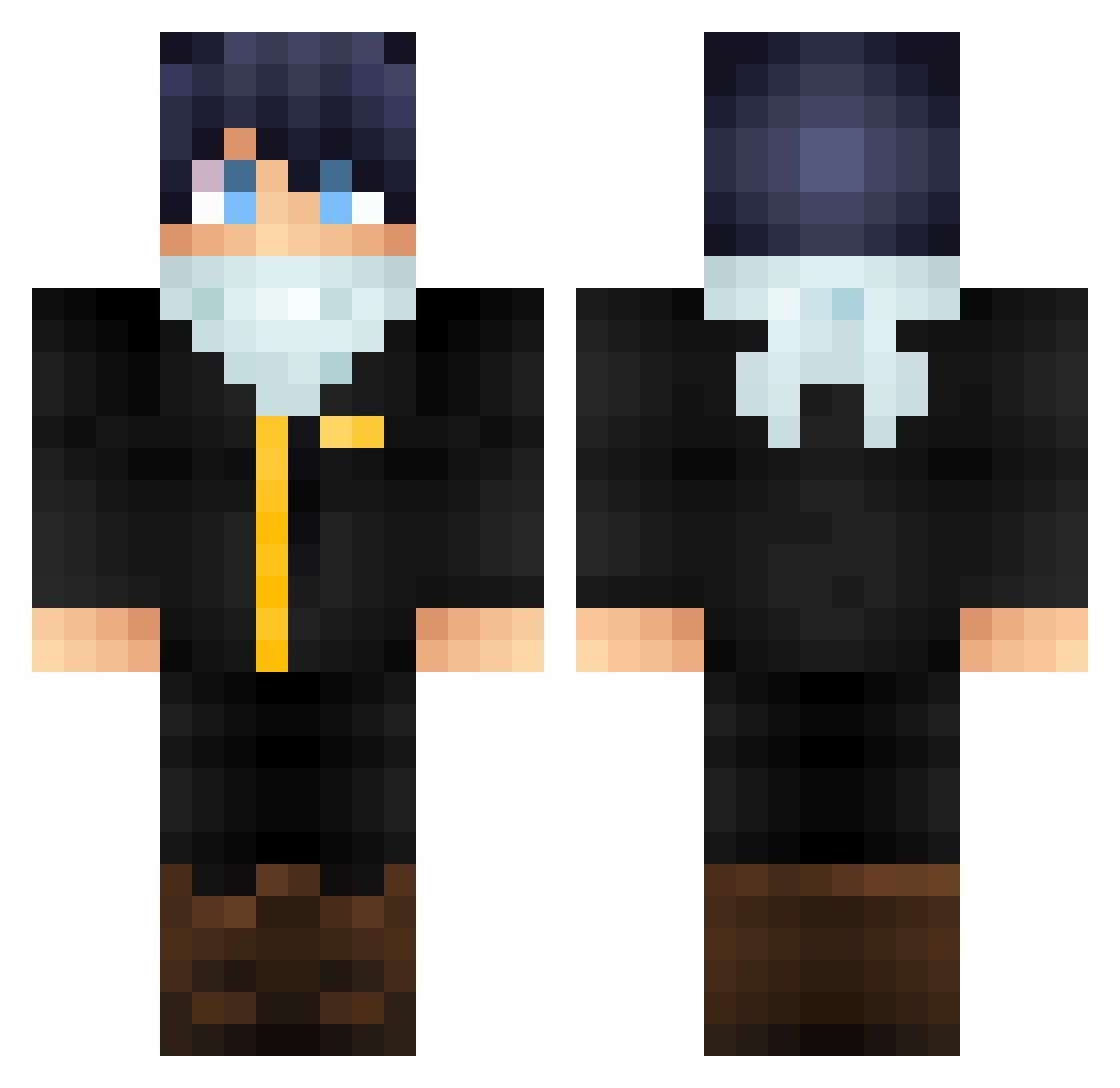 MixaGami Minecraft skin, front and back view