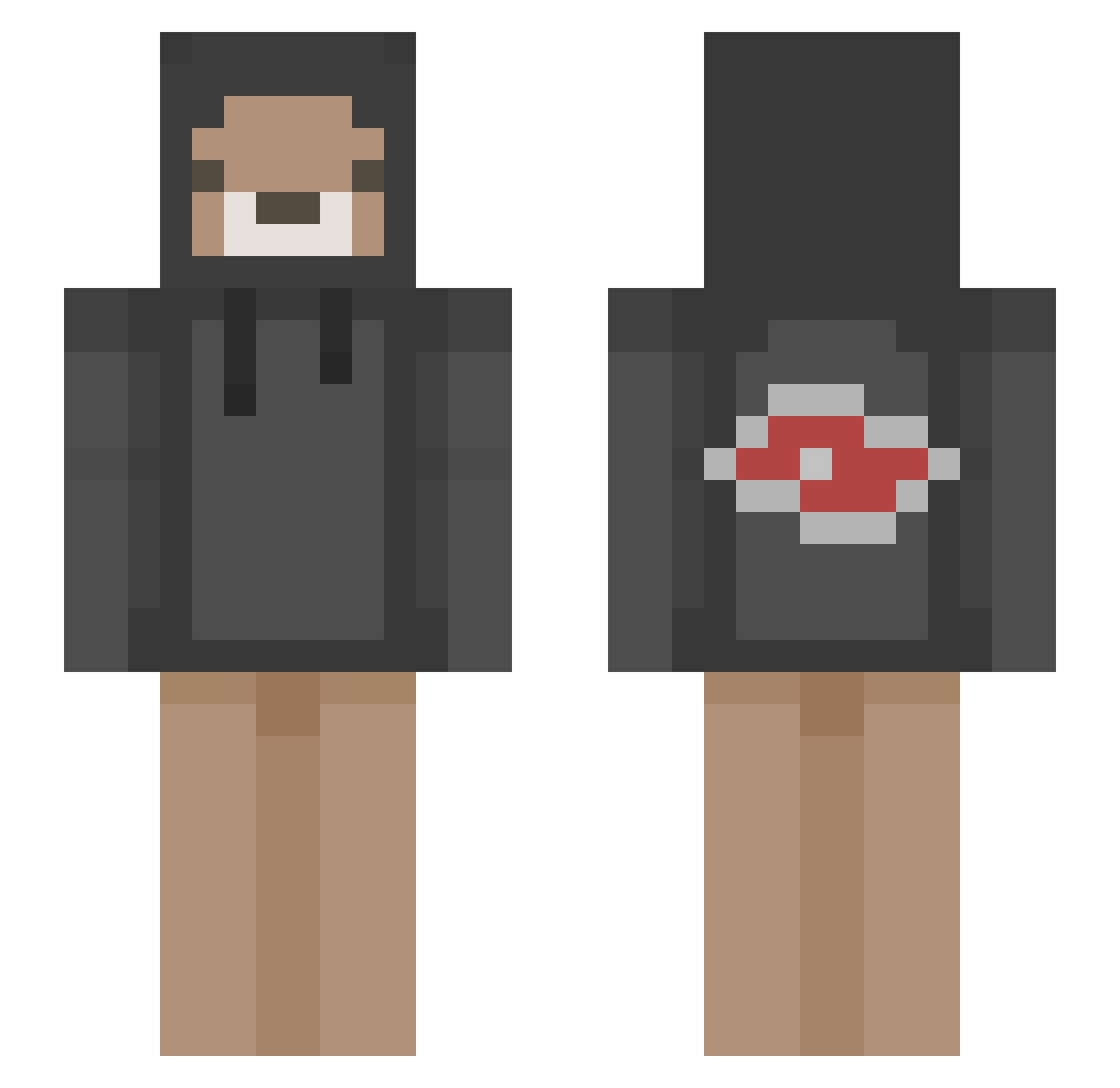 Shighels Minecraft skin, front and back view