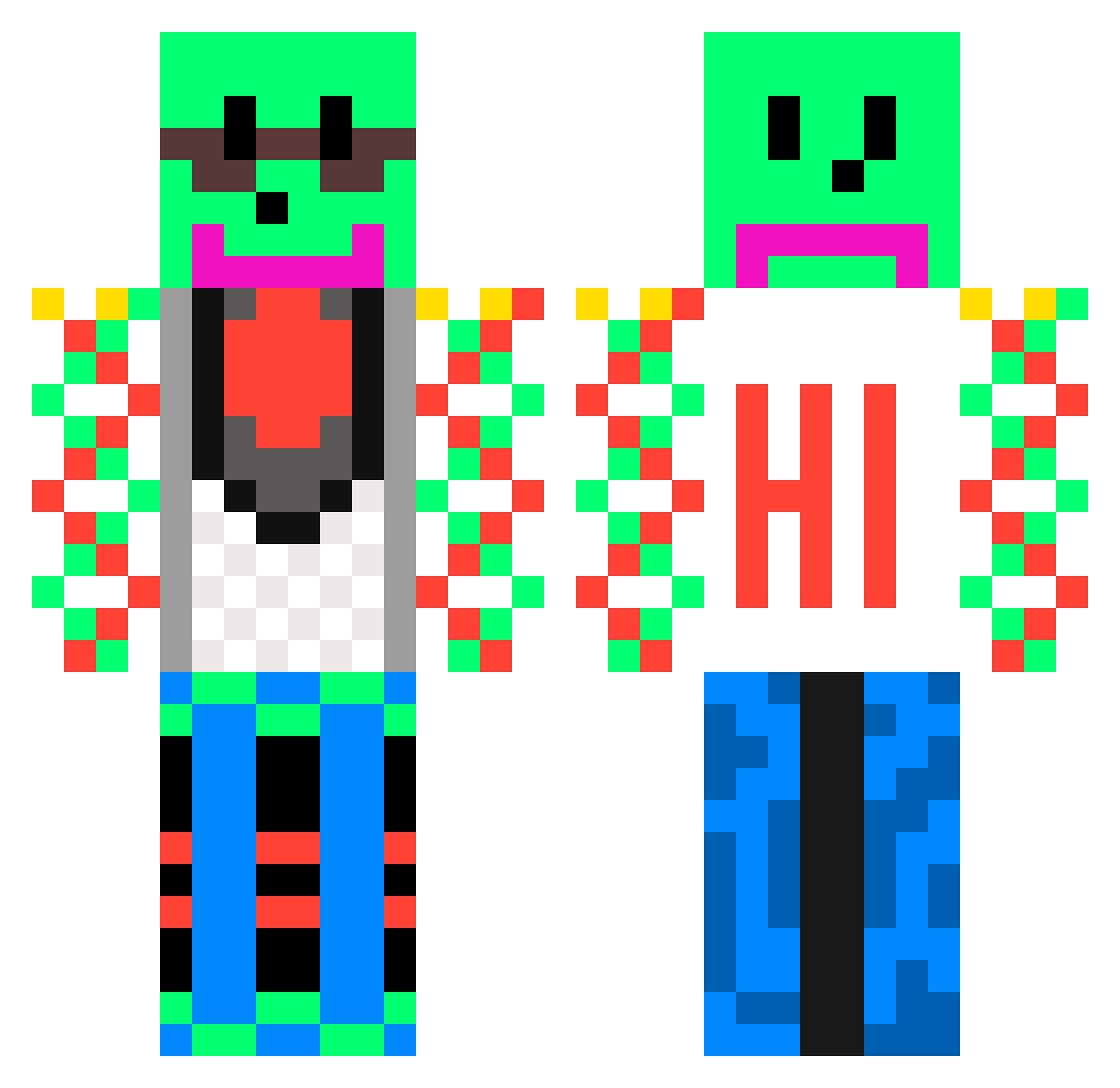 Rockcandy23 Minecraft skin, front and back view