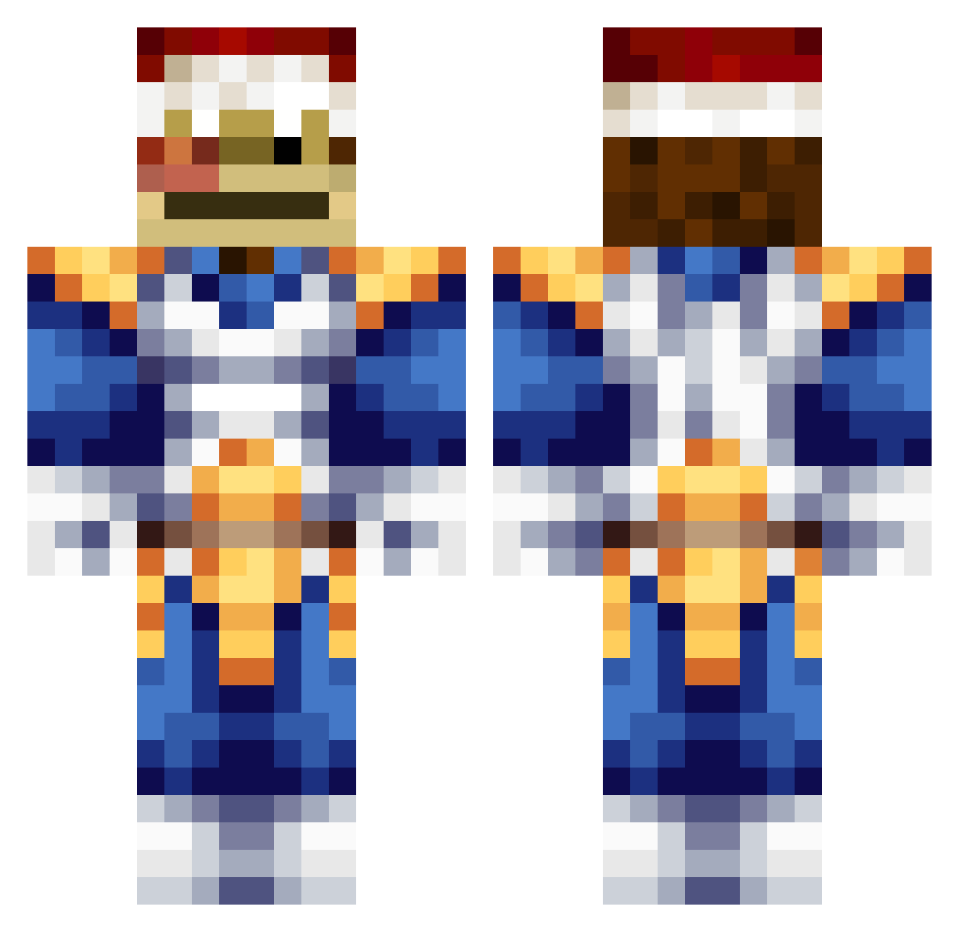 binacci Minecraft skin, front and back view