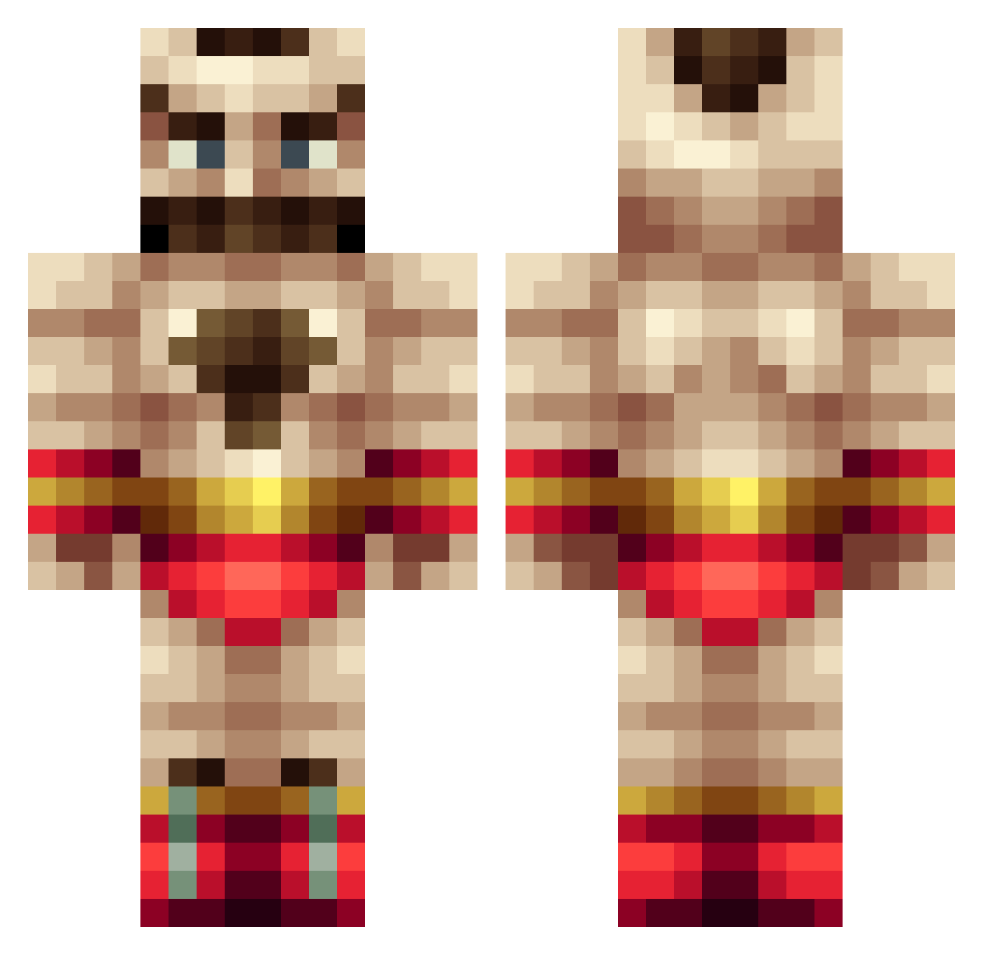 Xeroxed Minecraft skin, front and back view