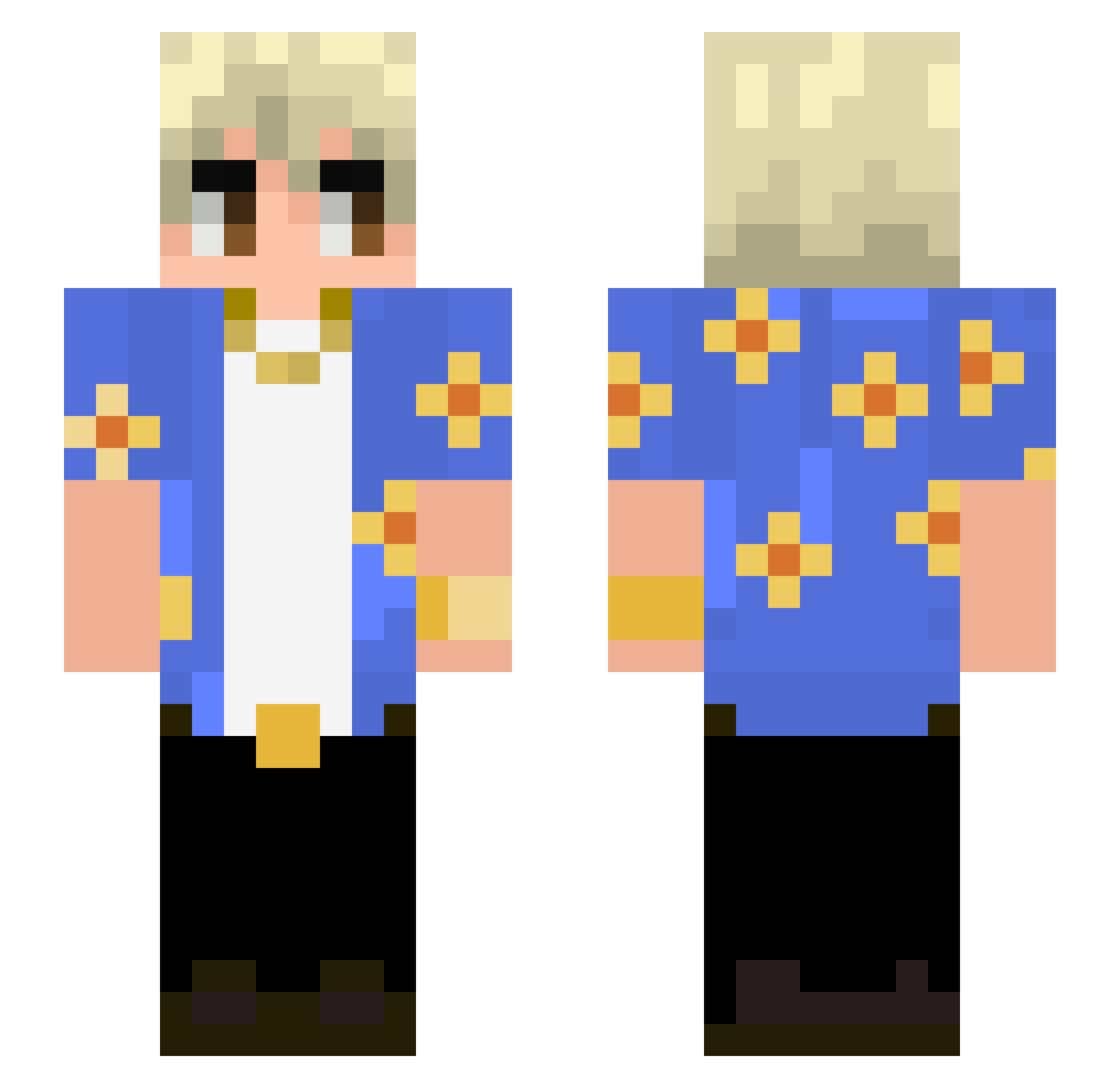 Jibril_dugame Minecraft skin, front and back view