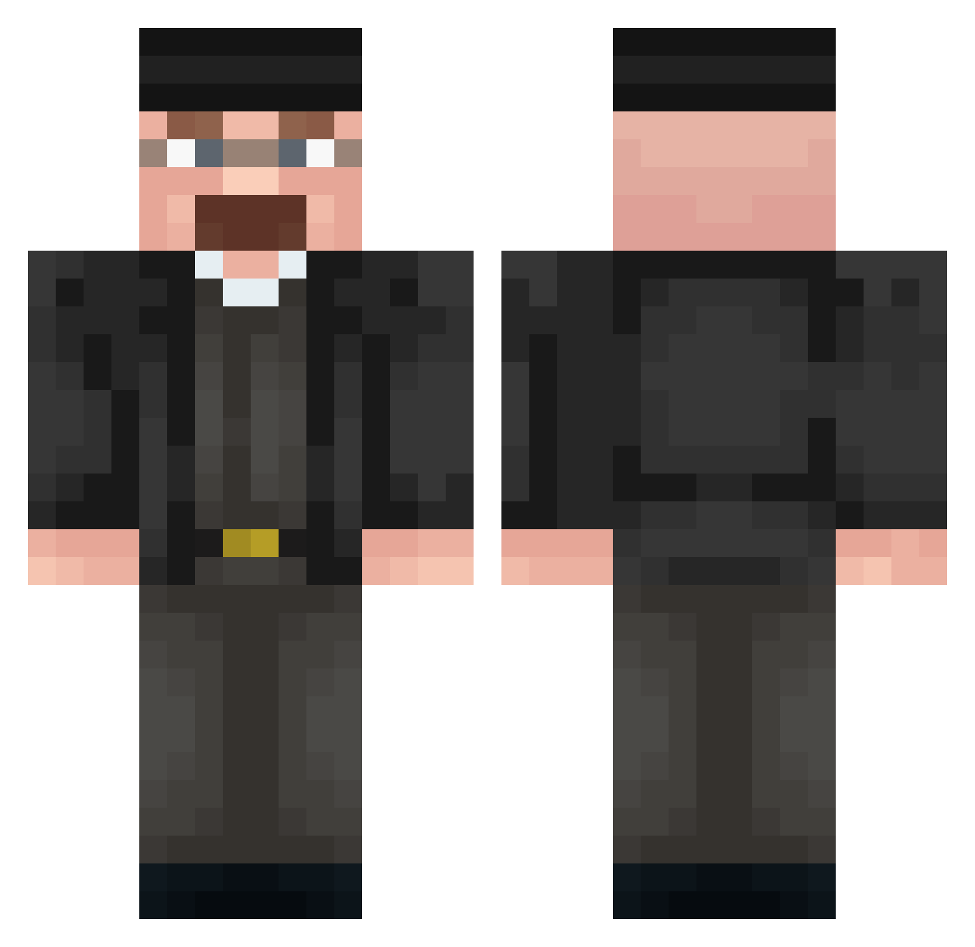 riggelin Minecraft skin, front and back view