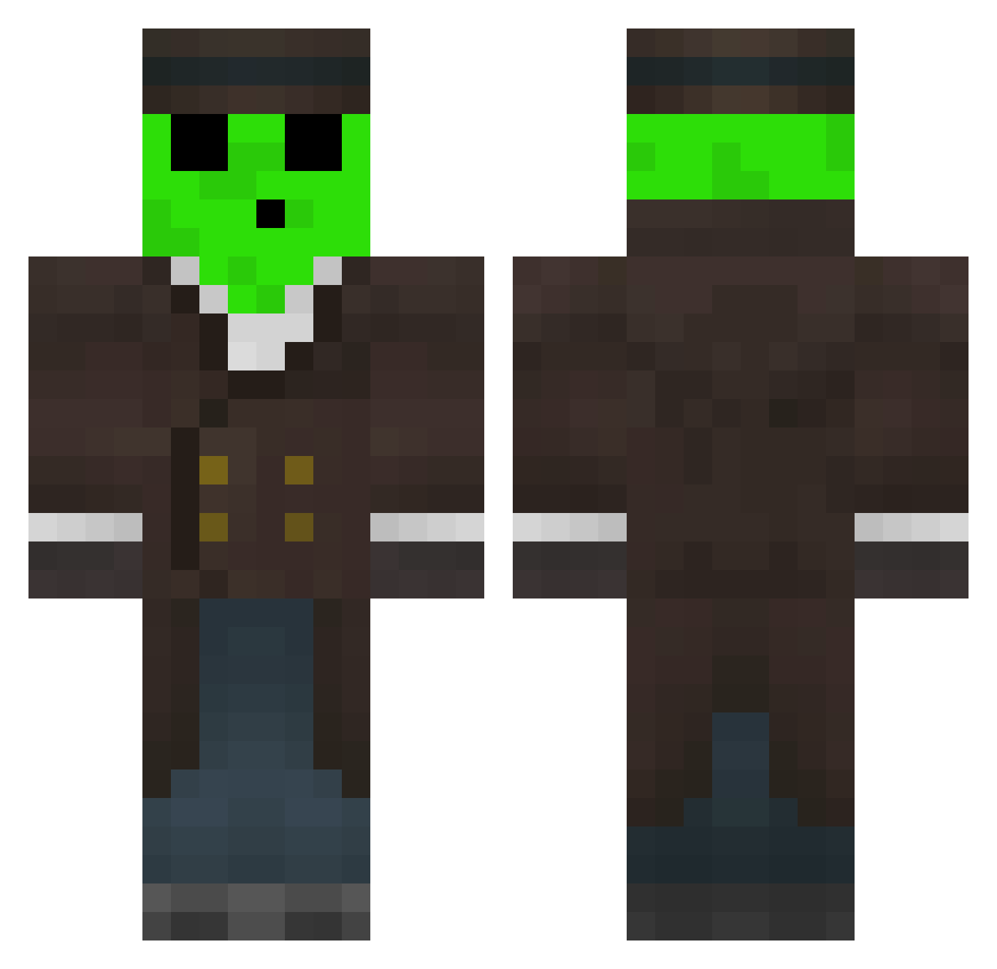 varient Minecraft skin, front and back view