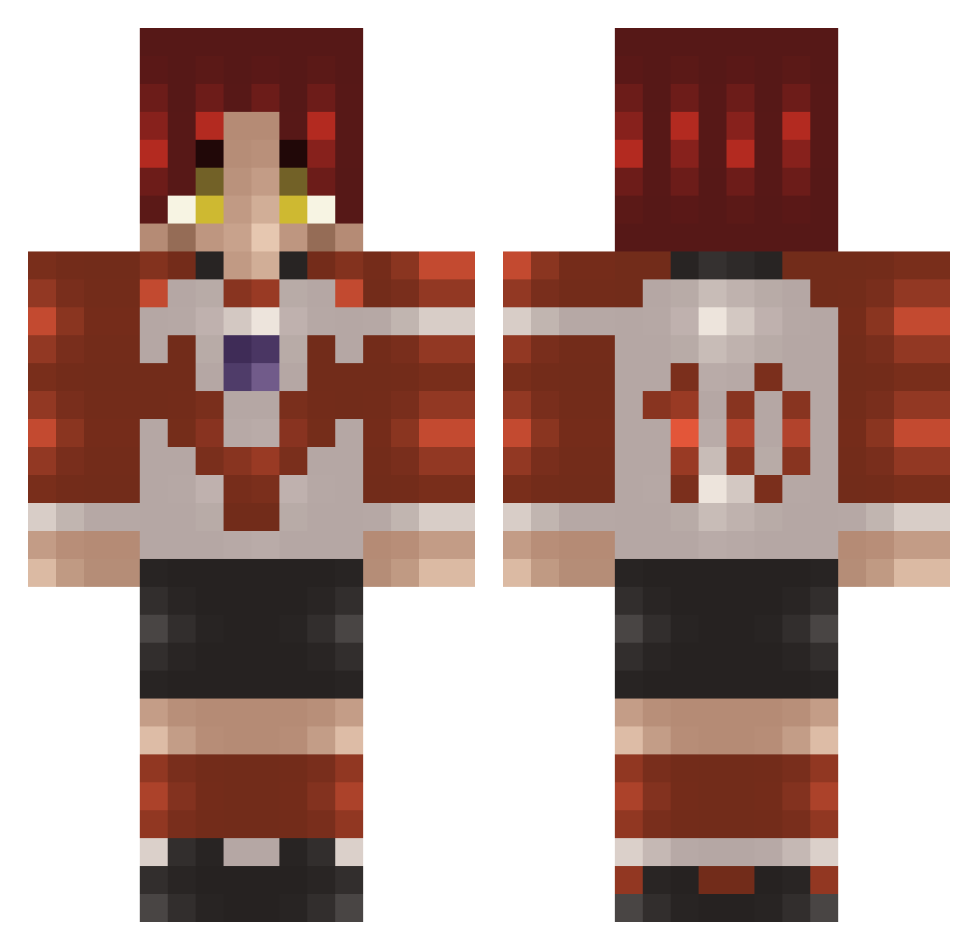 Powggers Minecraft skin, front and back view