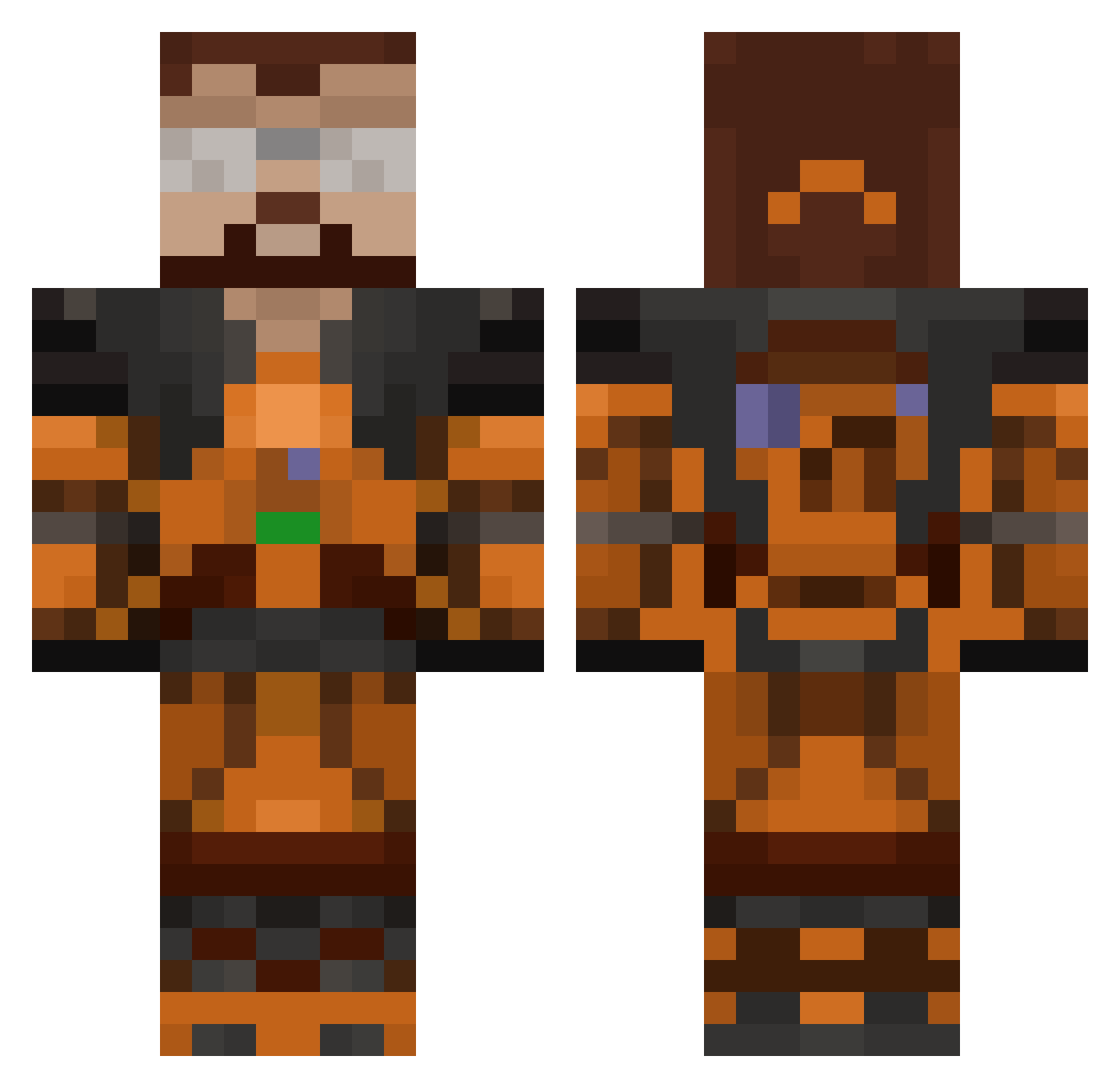 curculio Minecraft skin, front and back view