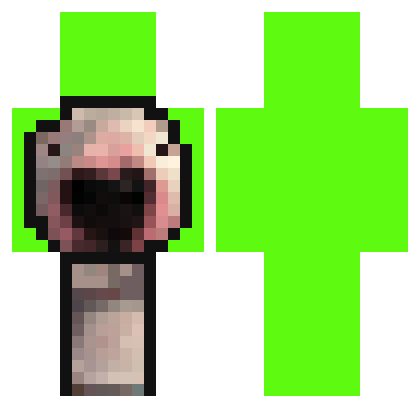 Vapingz Minecraft skin, front and back view
