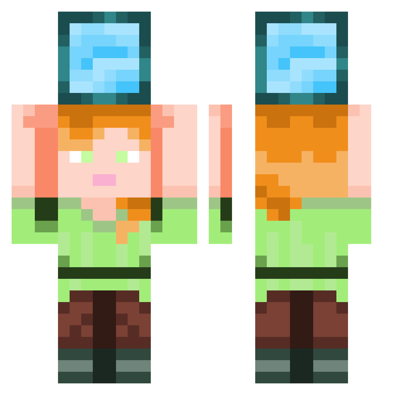 hrariet Minecraft skin, front and back view