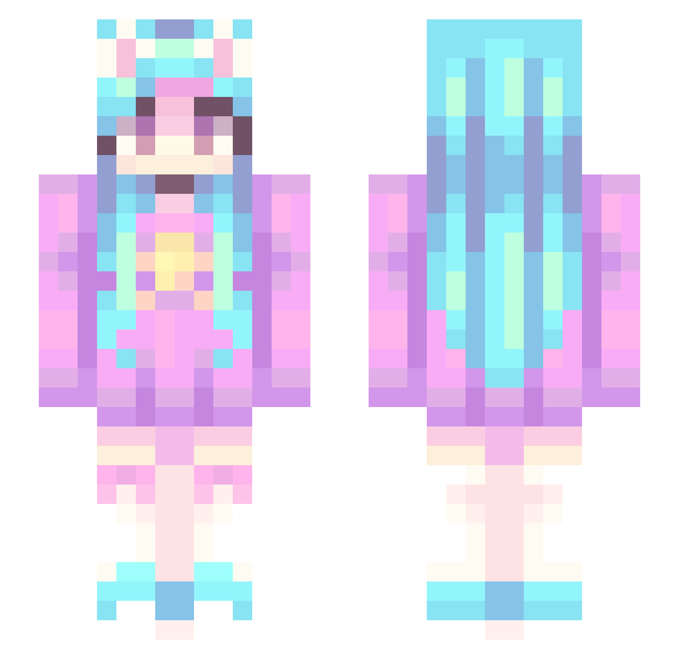 xiraberry Minecraft skin, front and back view