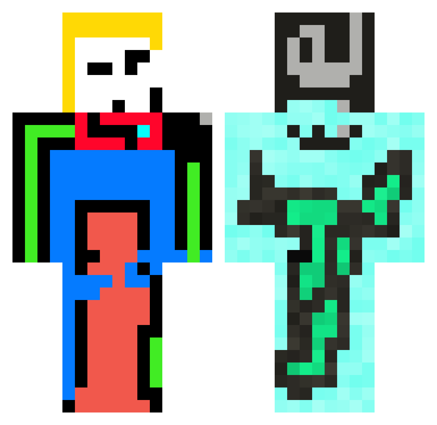 Twittergorgy10 Minecraft skin, front and back view