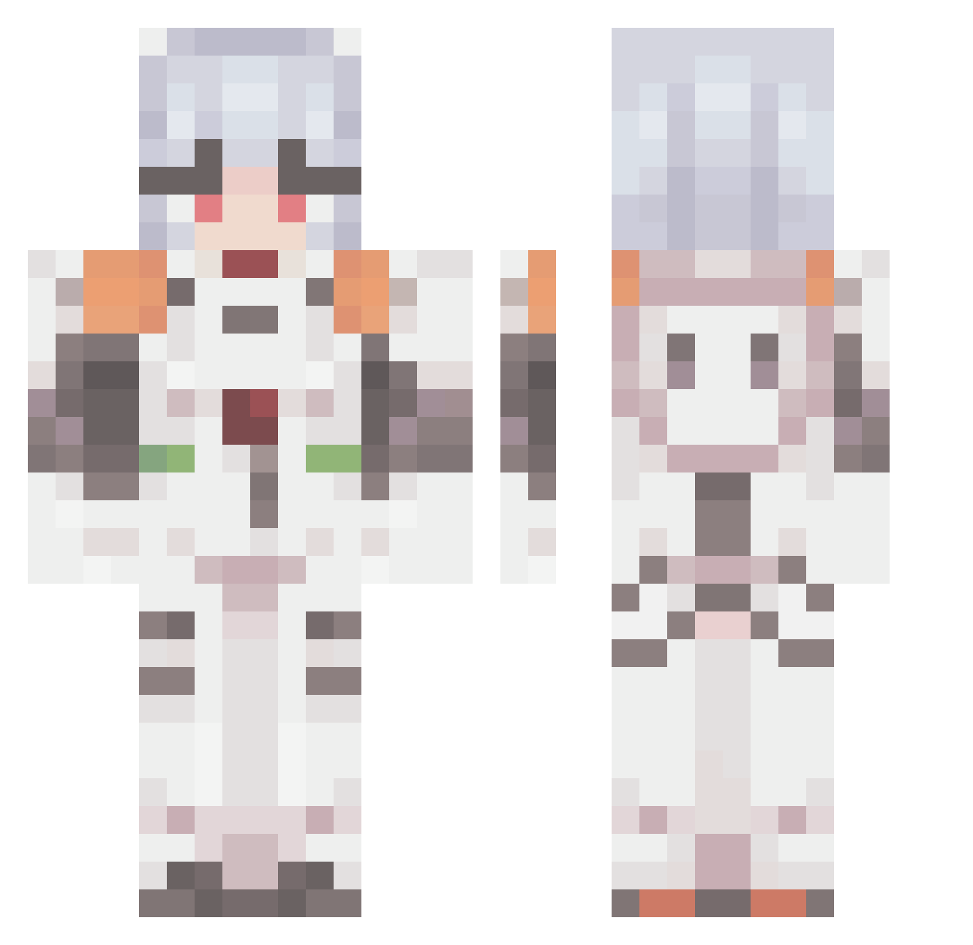 Stran93r10 Minecraft skin, front and back view