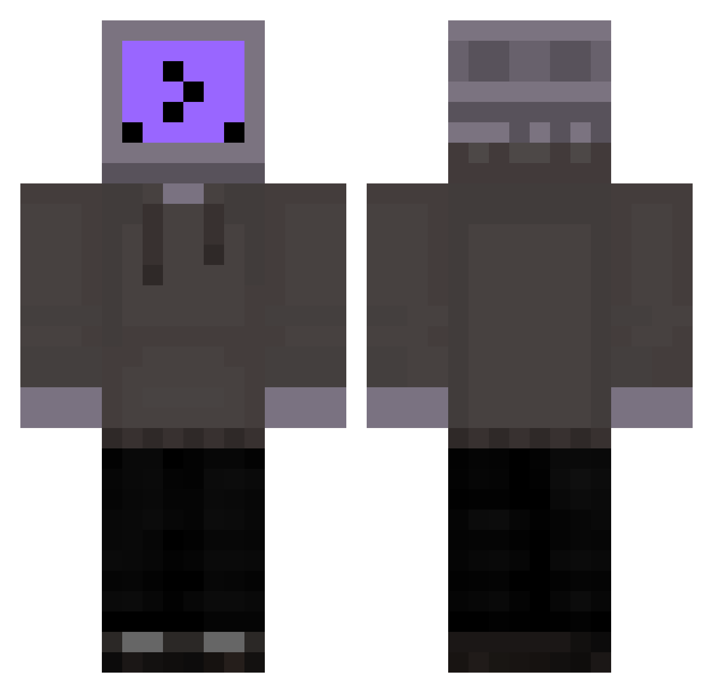 Didital Minecraft skin, front and back view