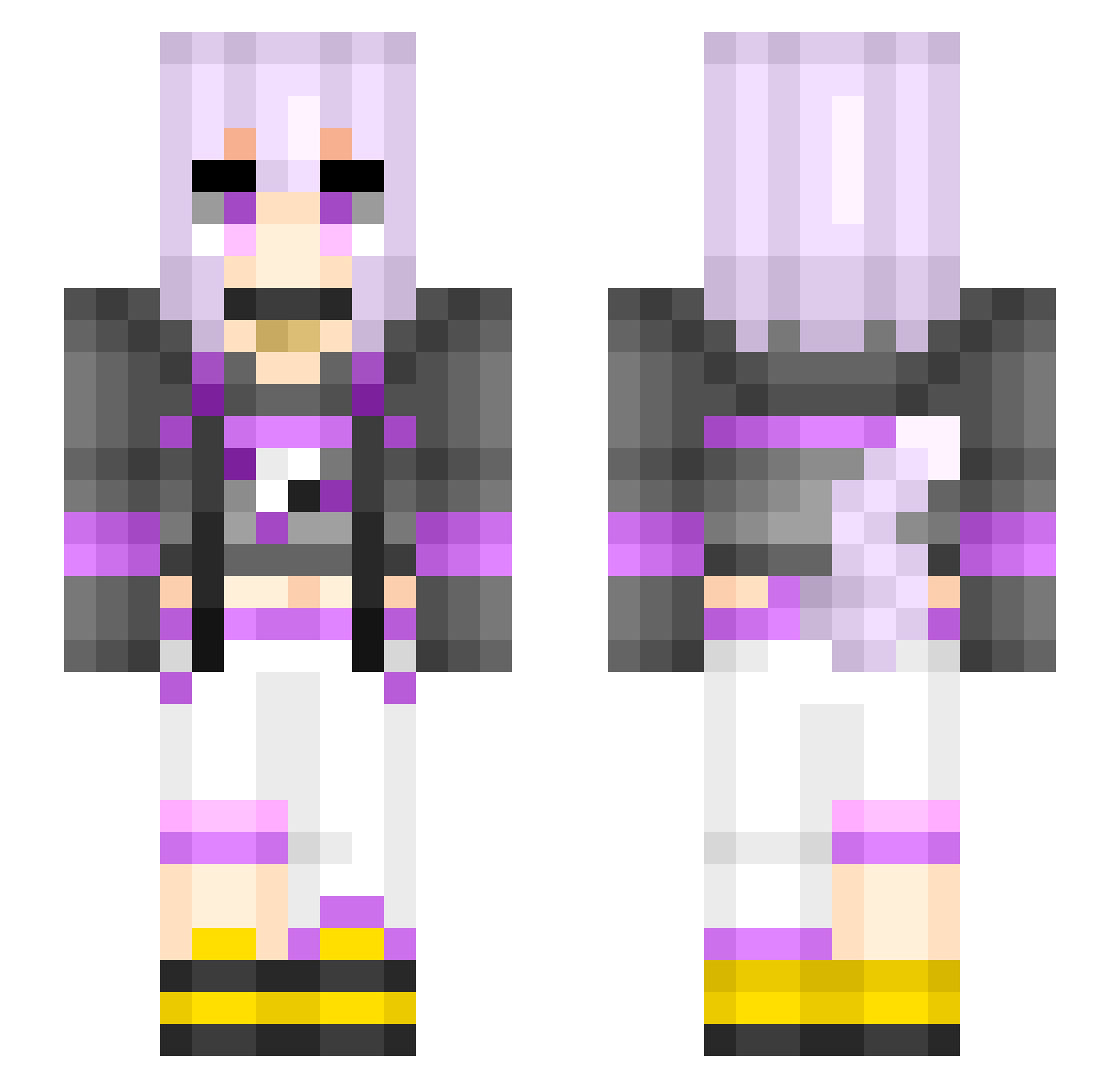 PyroTrap Minecraft skin, front and back view
