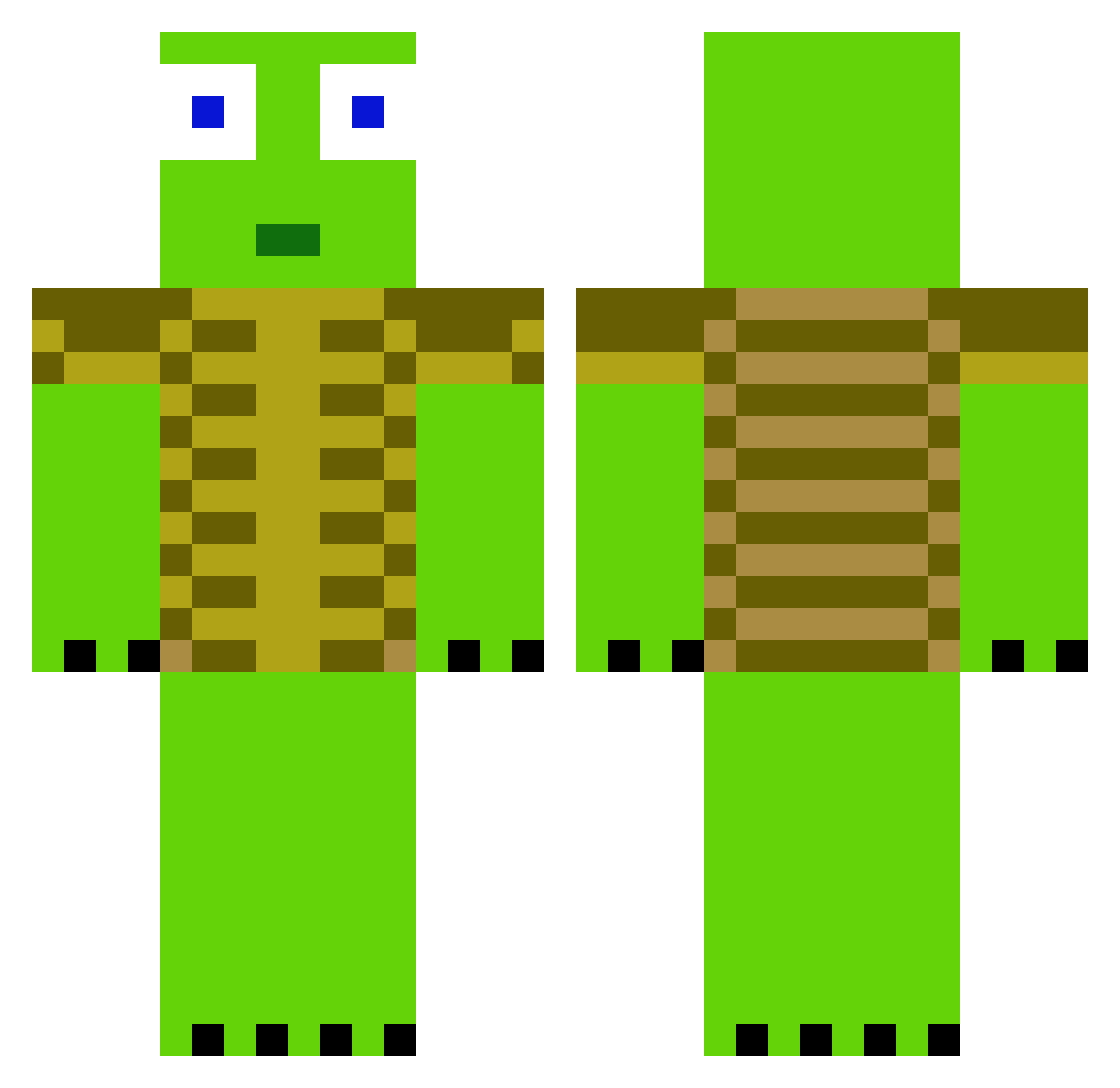 corkedwings Minecraft skin, front and back view