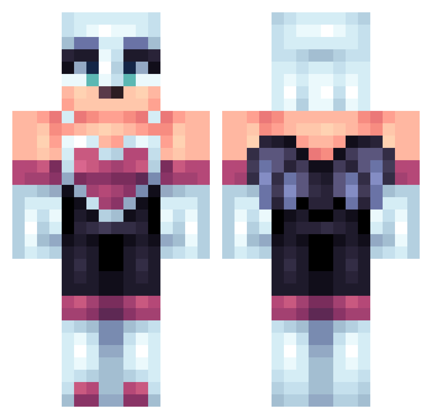 Gucci_Gril Minecraft skin, front and back view