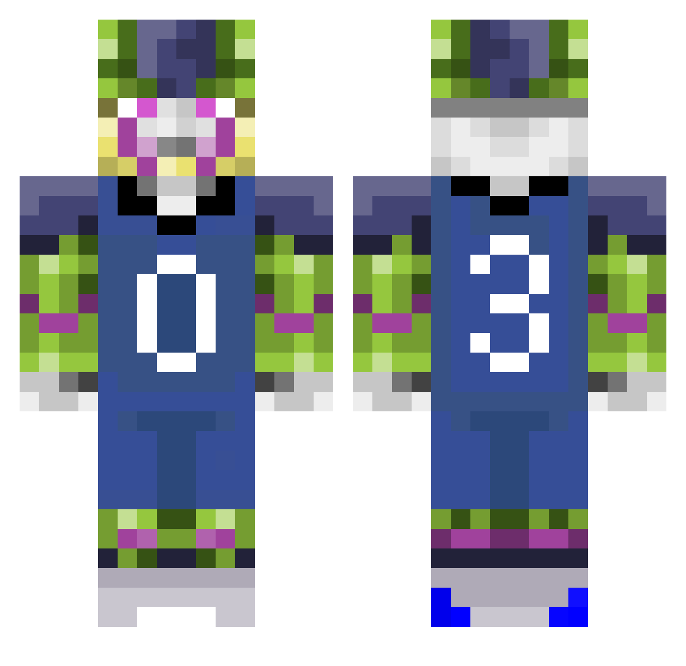 Turtledude3601 Minecraft skin, front and back view
